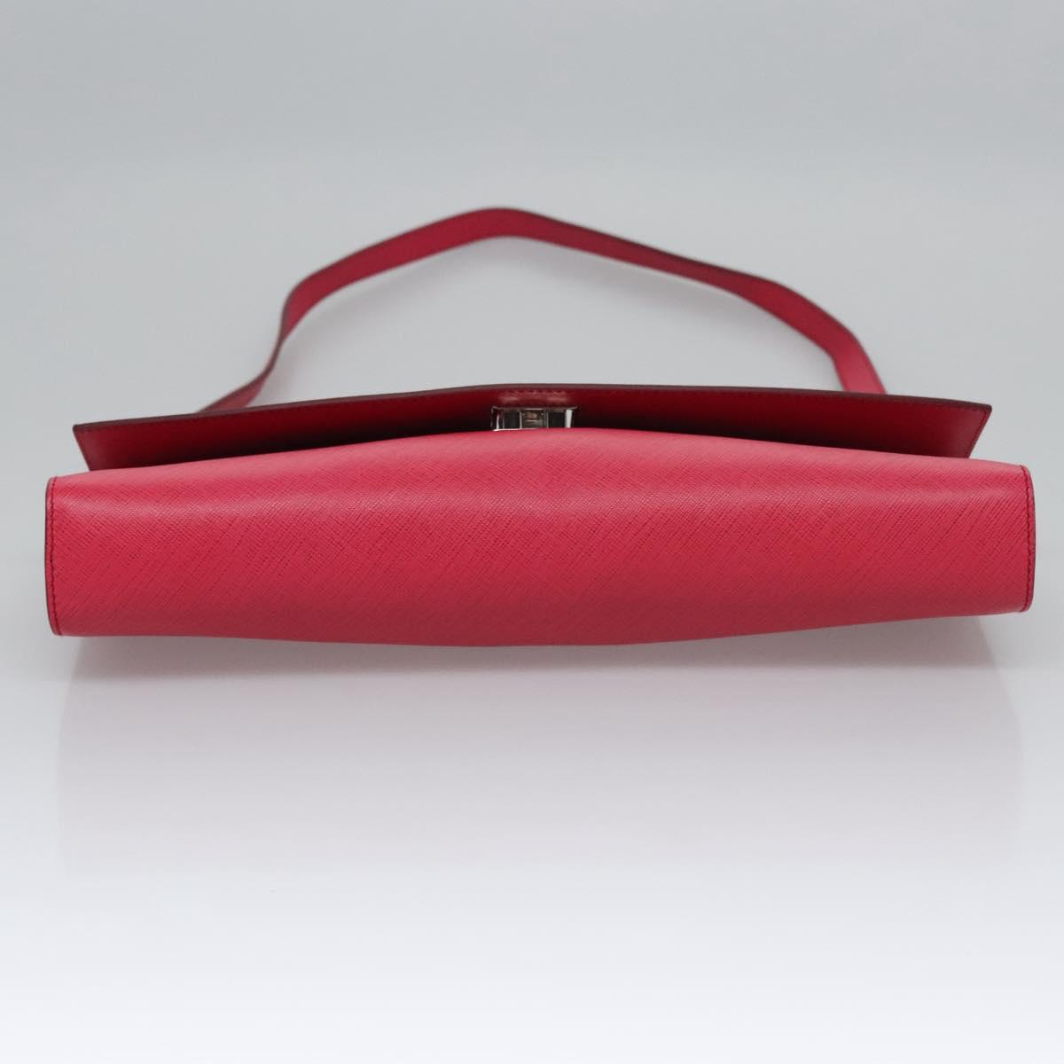 Salvatore Ferragamo Gancini Shoulder Bag Safiano leather Pink Silver Auth MY169V