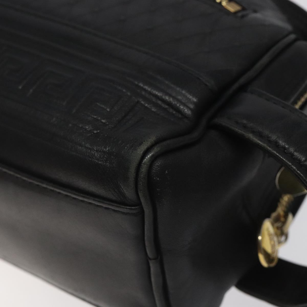 Gianni Versace Clutch Bag Leather Black Gold Auth MY181