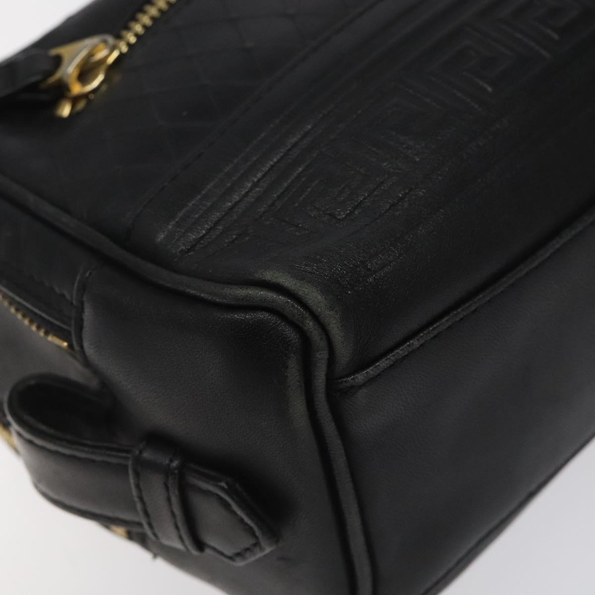 Gianni Versace Clutch Bag Leather Black Gold Auth MY181