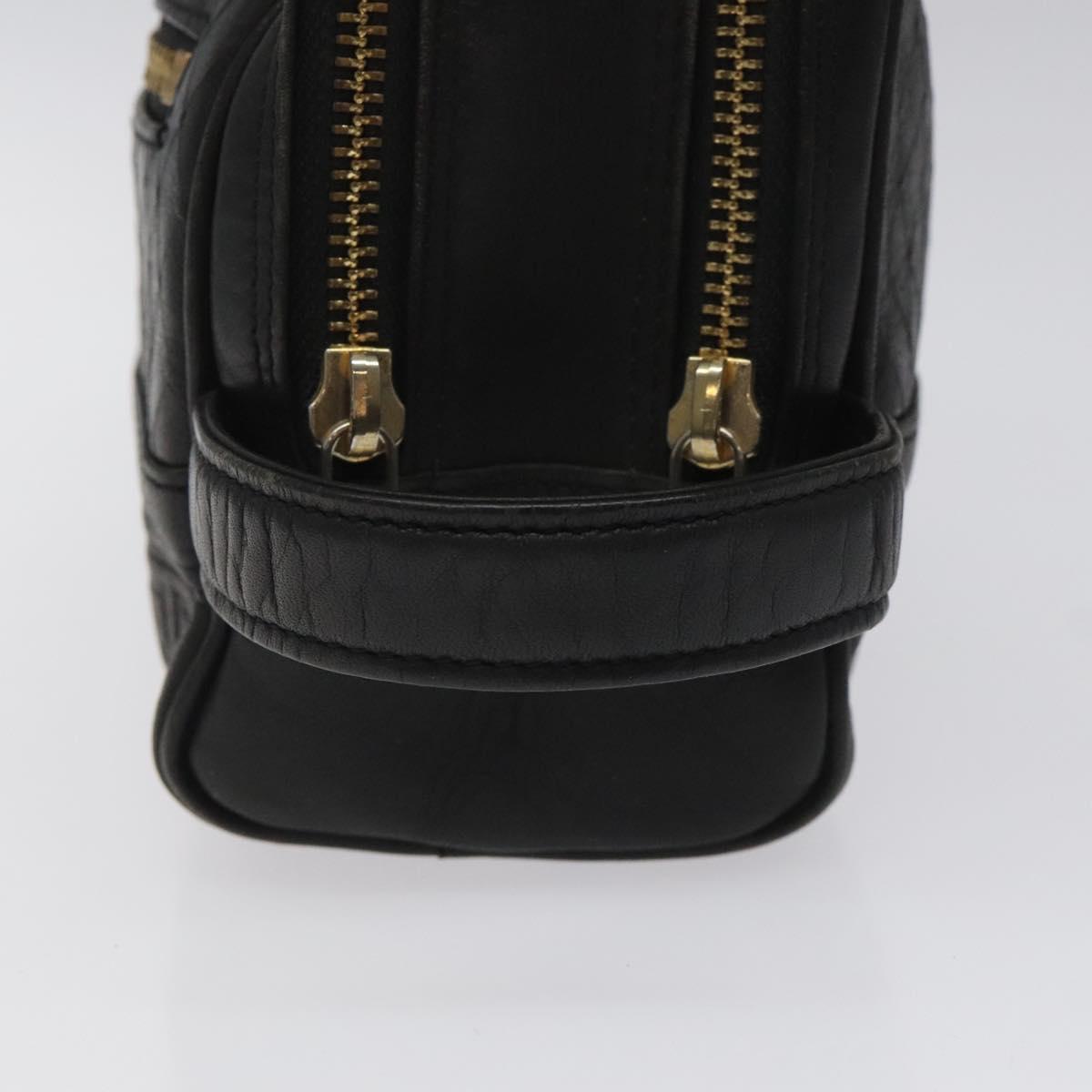 Gianni Versace Clutch Bag Leather Black Gold Auth MY181