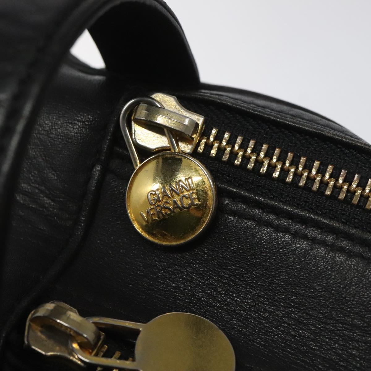 Gianni Versace Clutch Bag Leather Black Gold Auth MY181