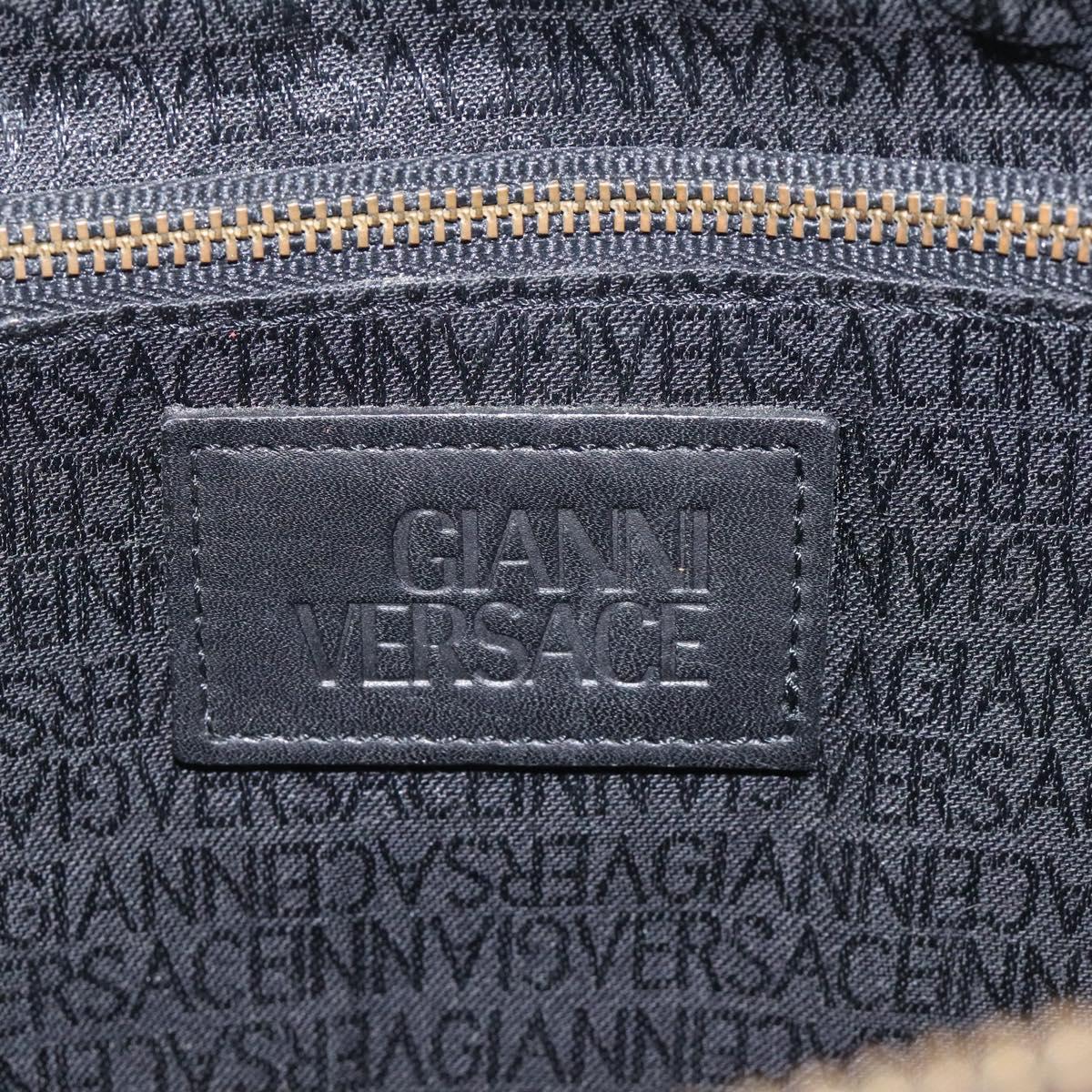 Gianni Versace Clutch Bag Leather Black Gold Auth MY181