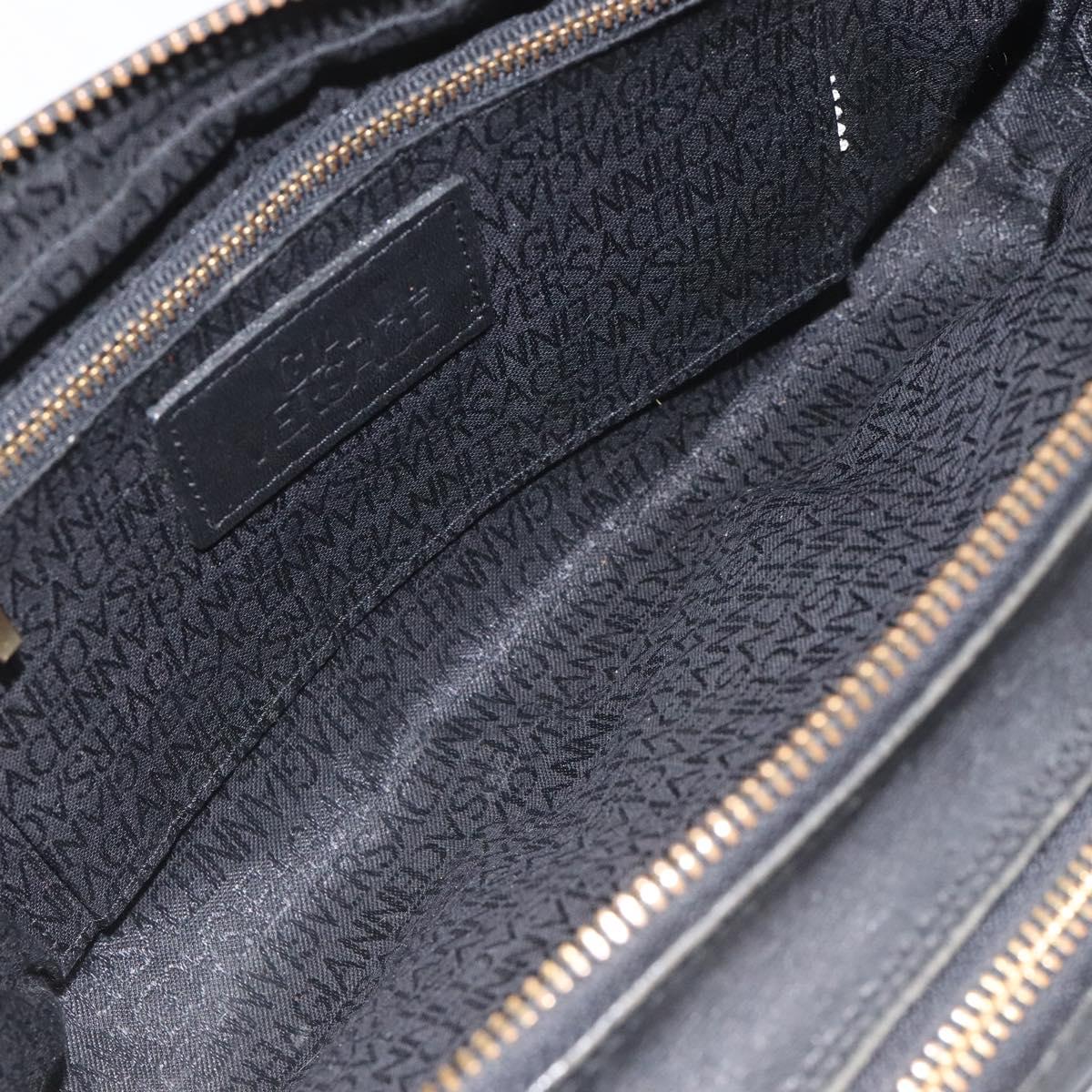 Gianni Versace Clutch Bag Leather Black Gold Auth MY181