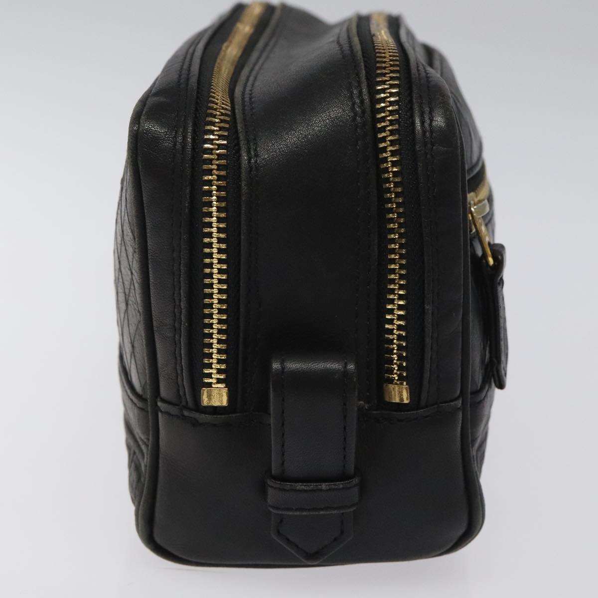 Gianni Versace Clutch Bag Leather Black Gold Auth MY181