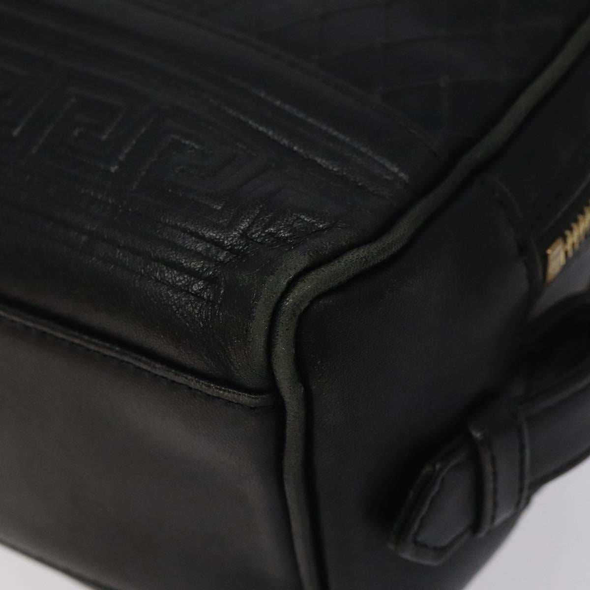 Gianni Versace Clutch Bag Leather Black Gold Auth MY181