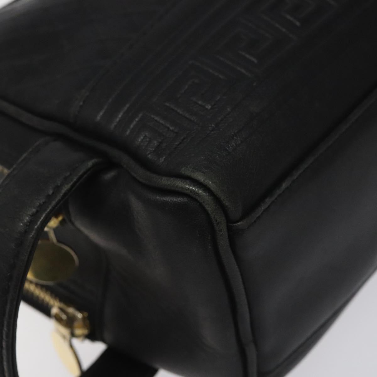 Gianni Versace Clutch Bag Leather Black Gold Auth MY181