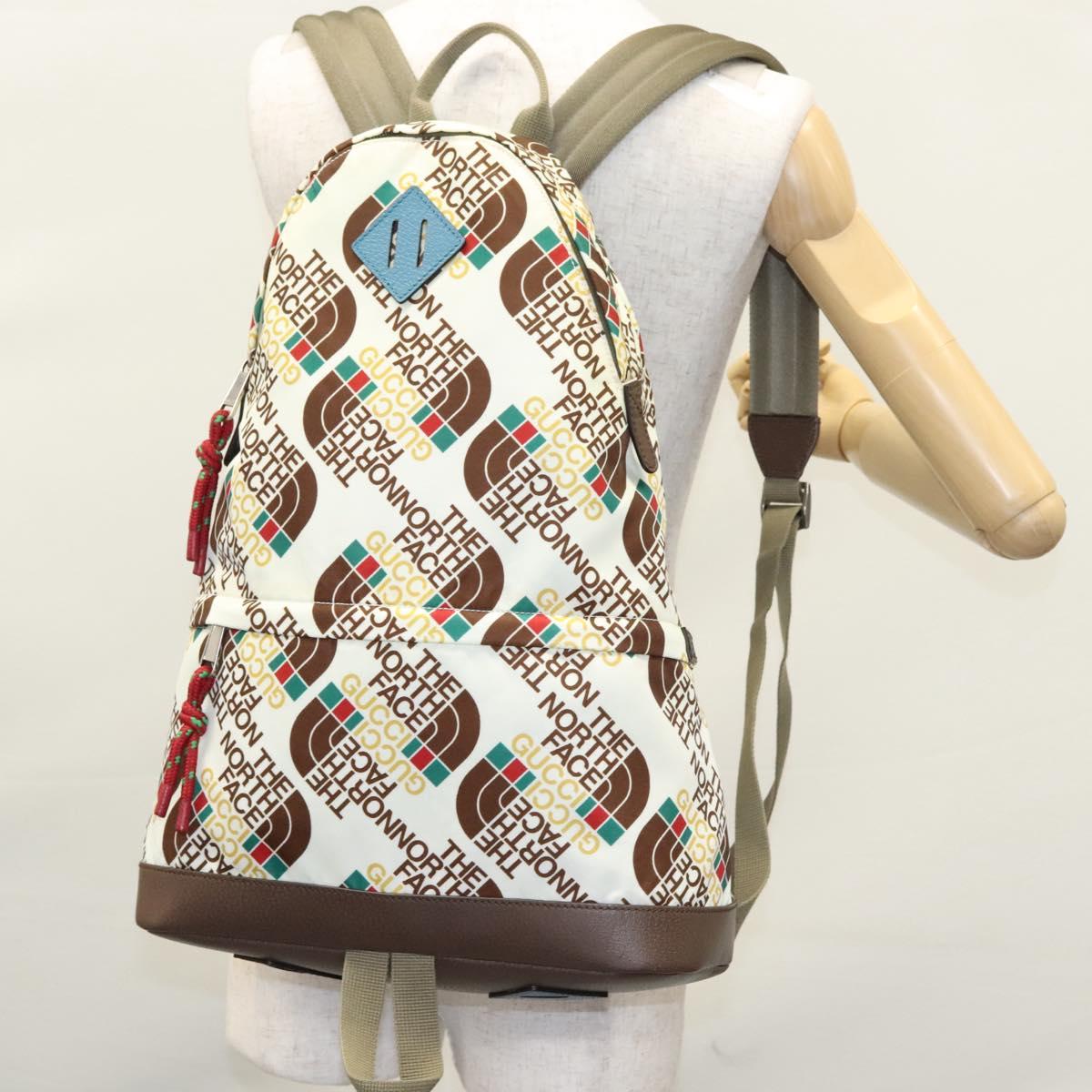 GUCCI GUCCI x THE NORTH FACE Backpack Nylon Cream 650288 Auth MY182V