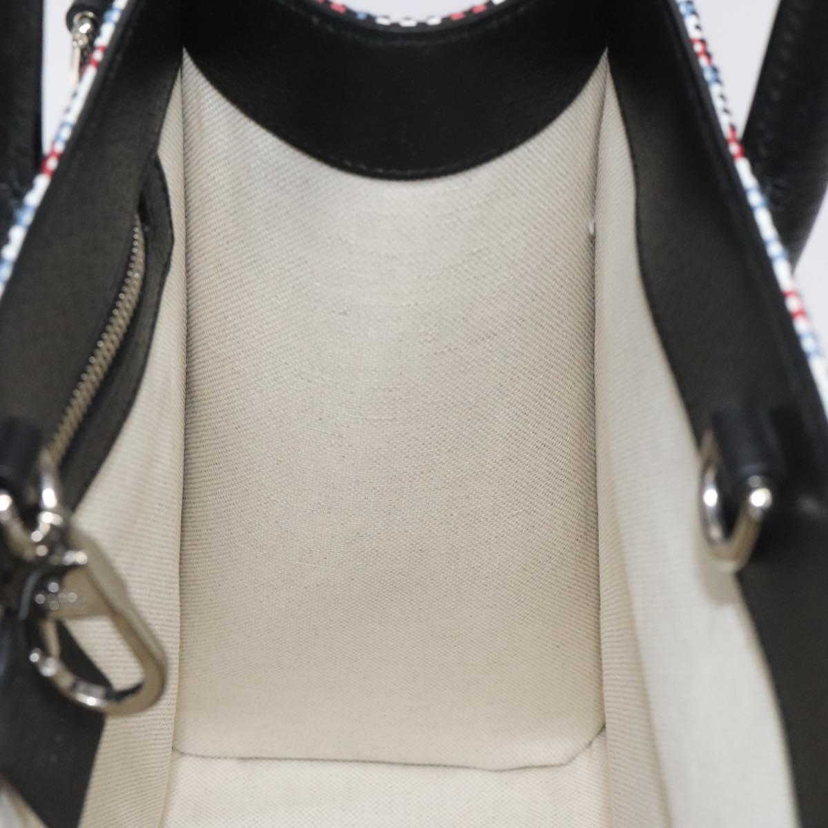 GUCCI Tote Bag Canvas Leather White Black Silver 659983 Auth MY189V