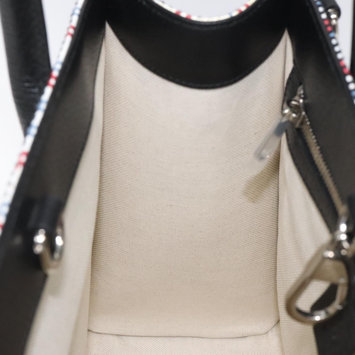 GUCCI Tote Bag Canvas Leather White Black Silver 659983 Auth MY189V