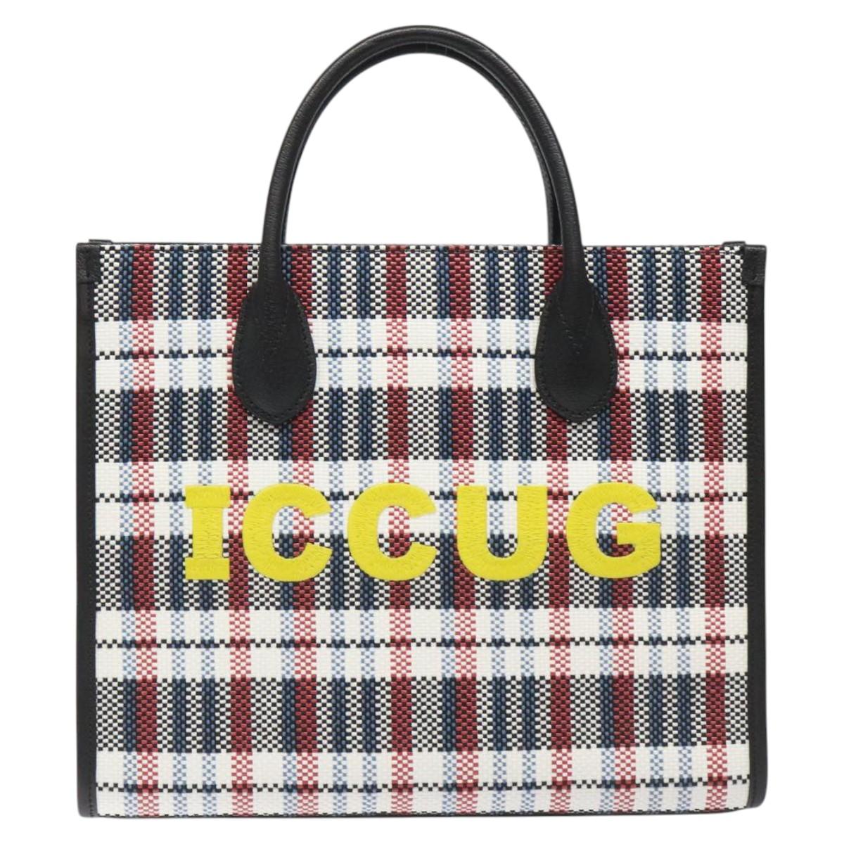 GUCCI Tote Bag Canvas Leather White Black Silver 659983 Auth MY189A
