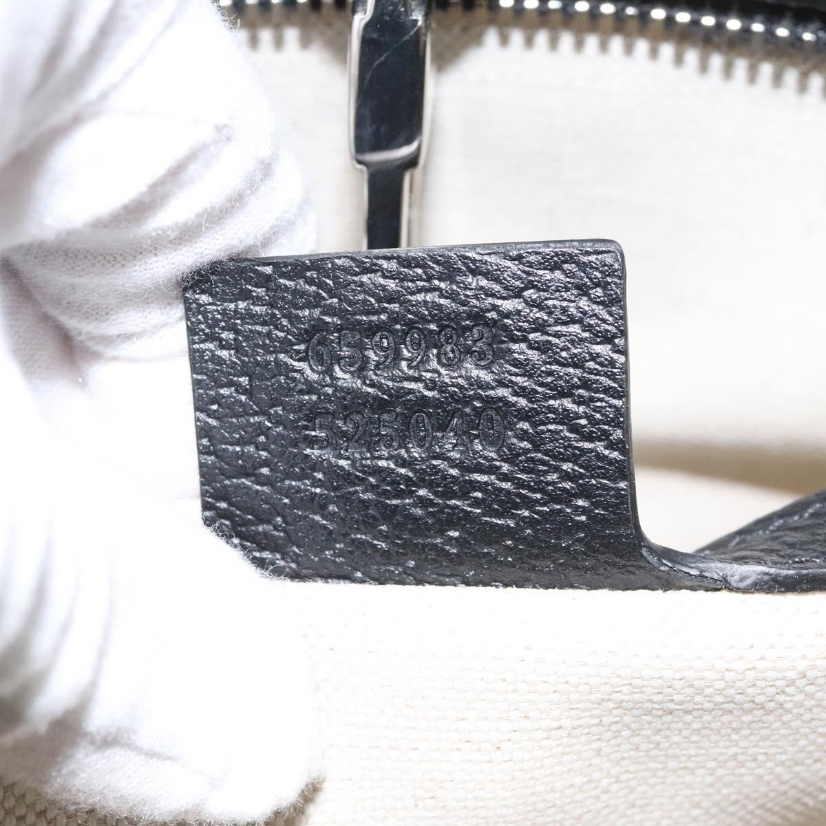 GUCCI Tote Bag Canvas Leather White Black Silver 659983 Auth MY189A