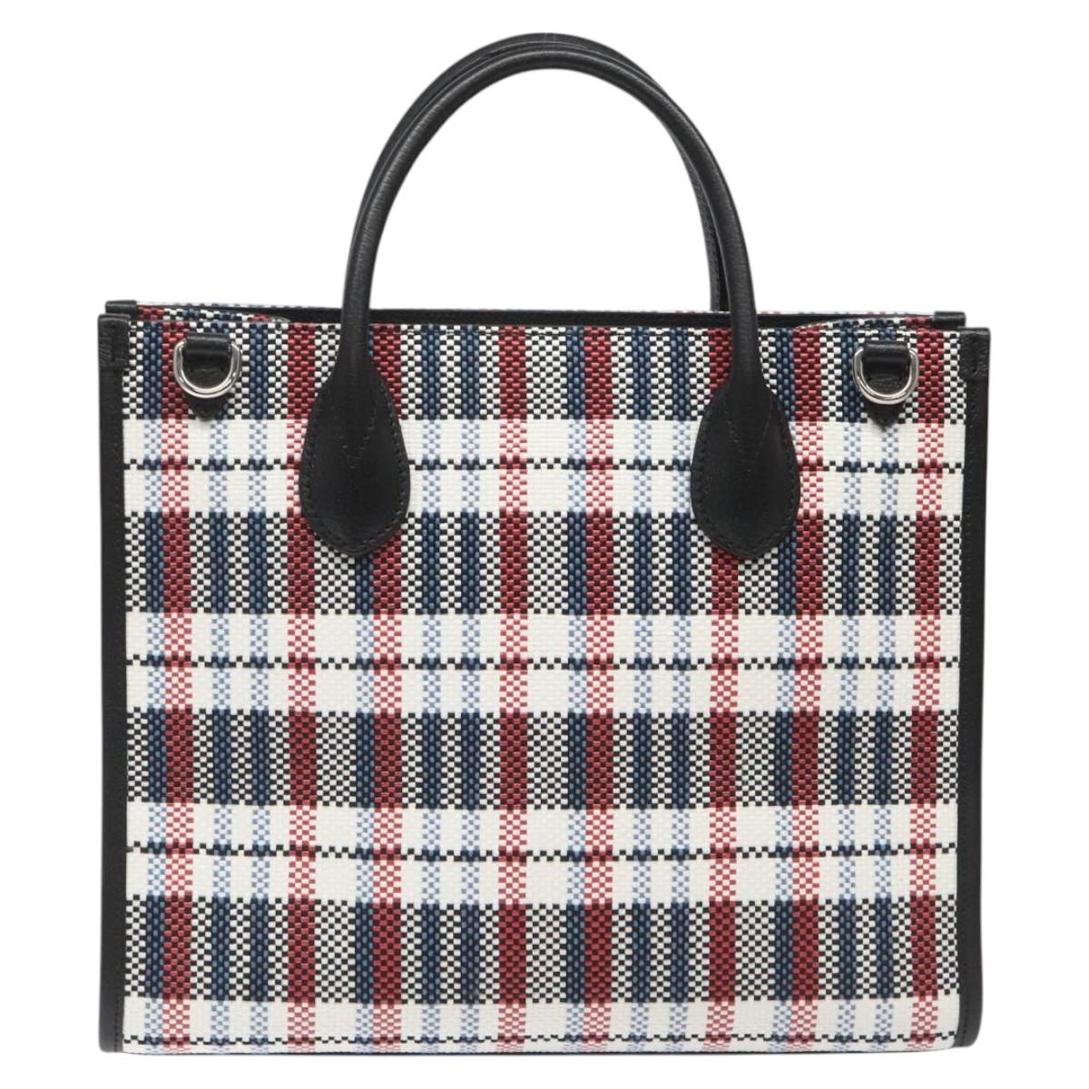 GUCCI Tote Bag Canvas Leather White Black Silver 659983 Auth MY189V