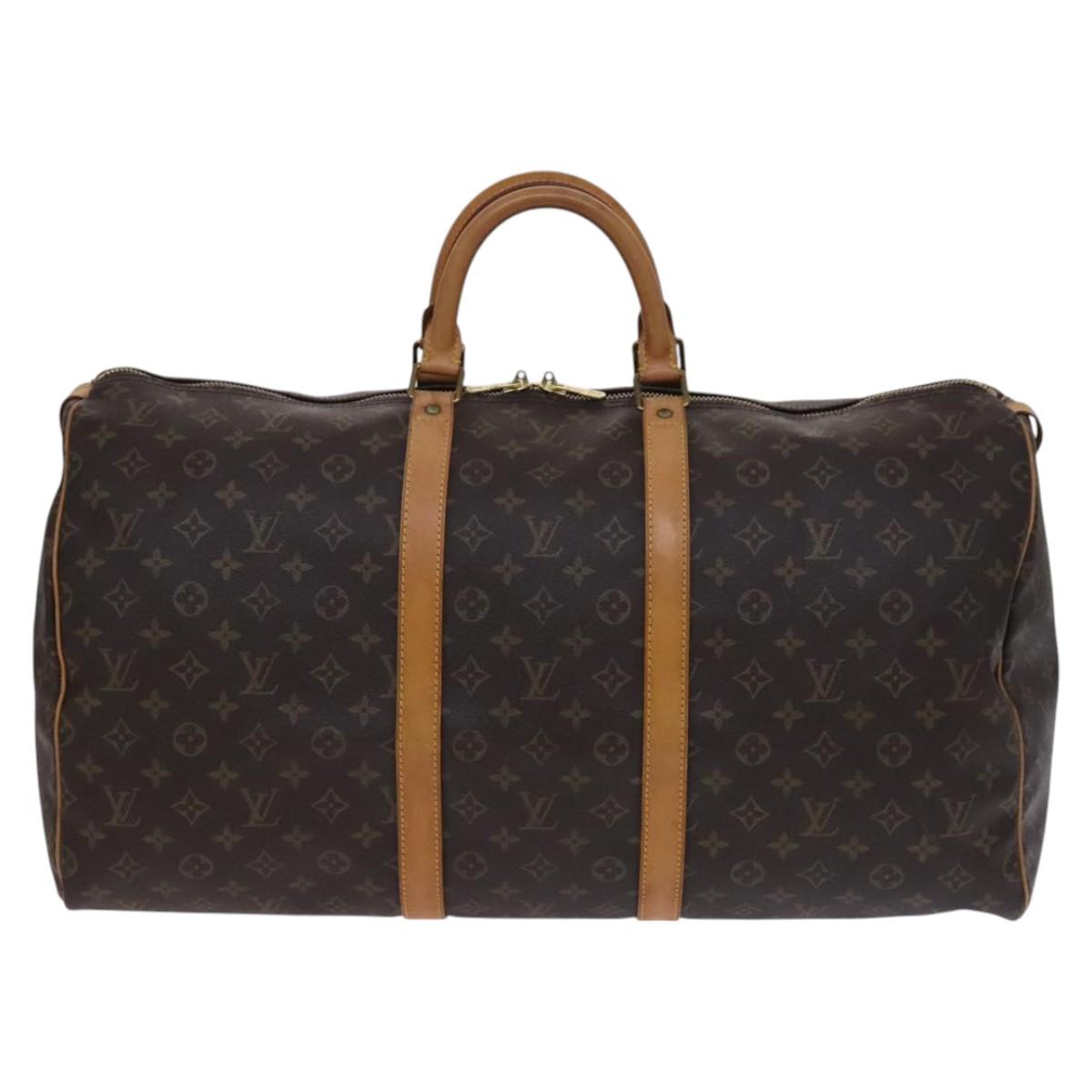 LOUIS VUITTON Monogram Keepall 55 Boston Bag M41424 LV Auth MY203