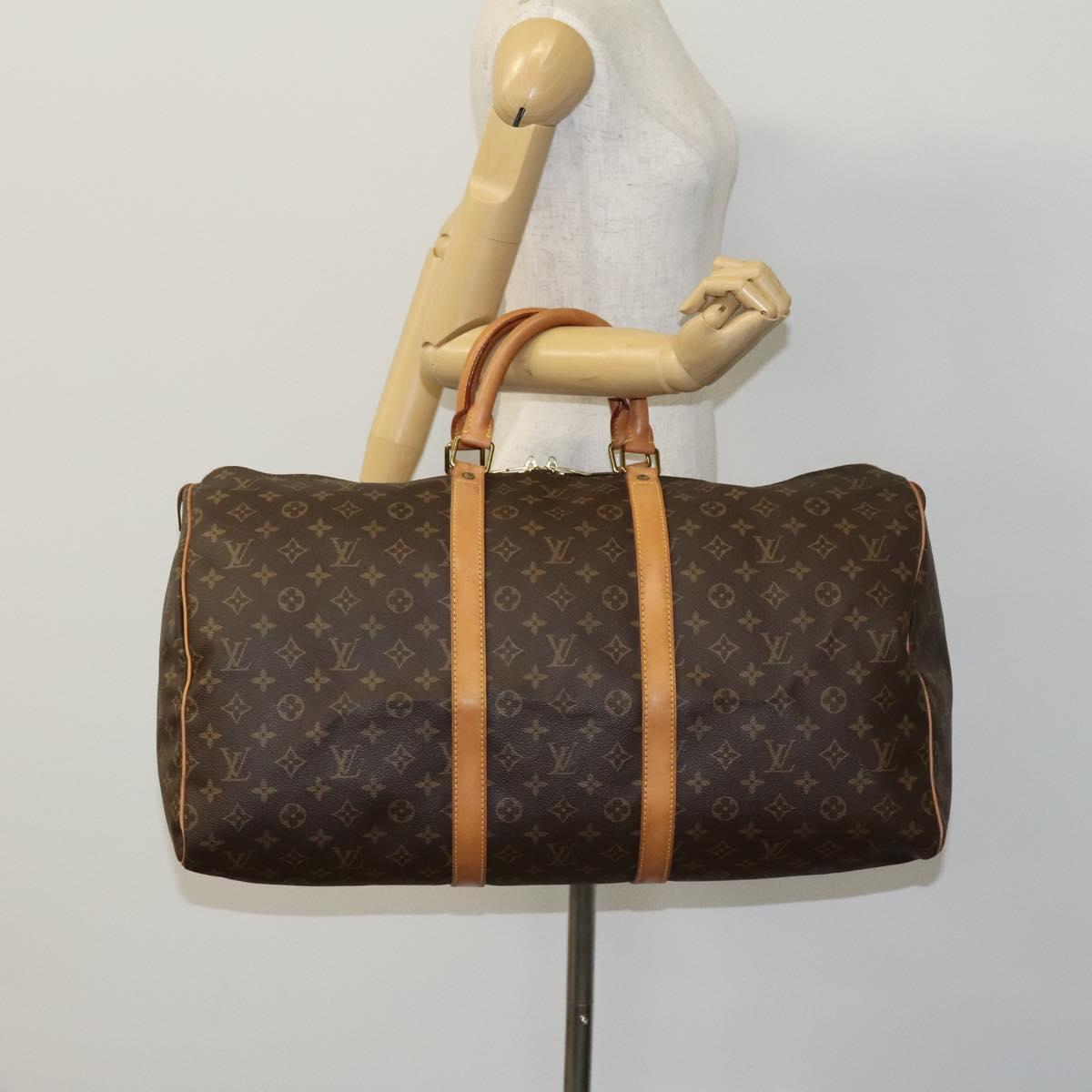LOUIS VUITTON Monogram Keepall 55 Boston Bag M41424 LV Auth MY203