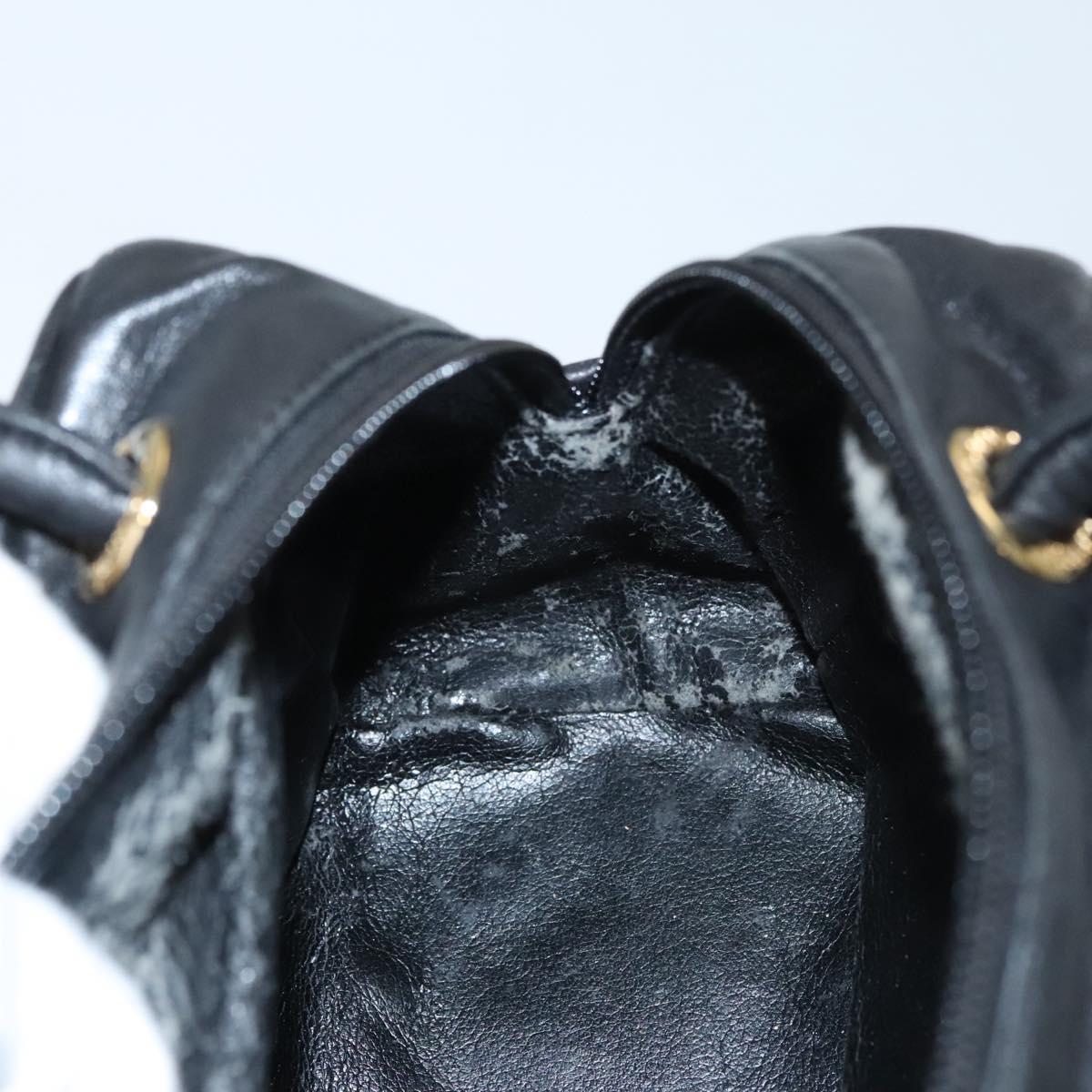 LOEWE Anagram Hand Bag Leather Black Gold Auth MY210