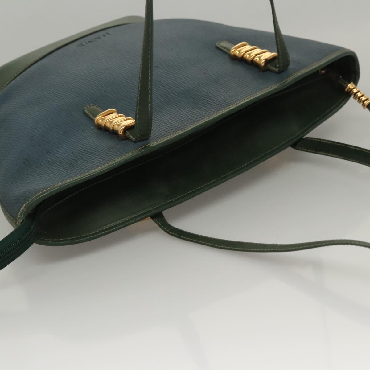 LOEWE Velazquez Shoulder Bag Leather Blue Gold Auth MY227