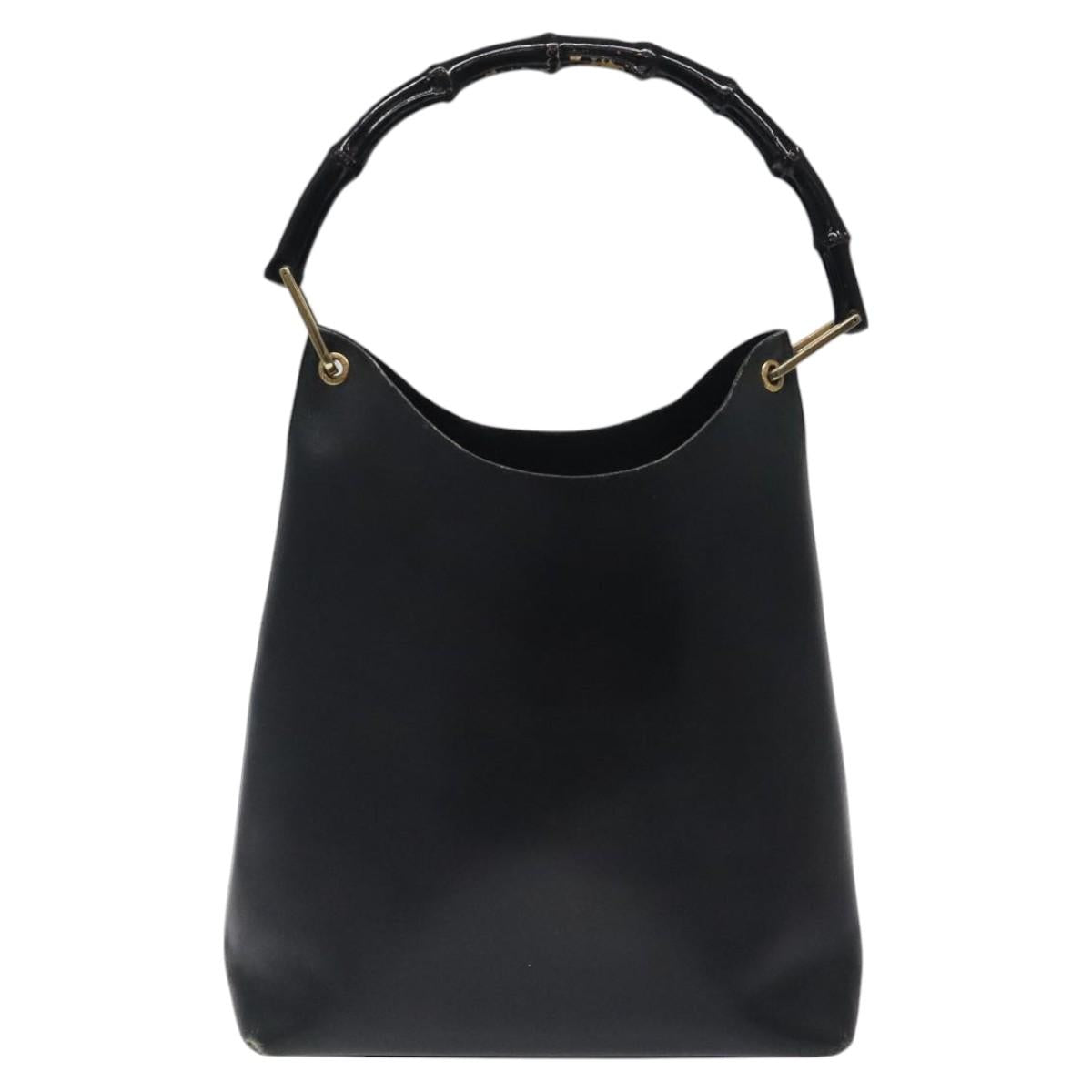 GUCCI Bamboo Shoulder Bag Leather Black 001 1013 1881 Auth MY253