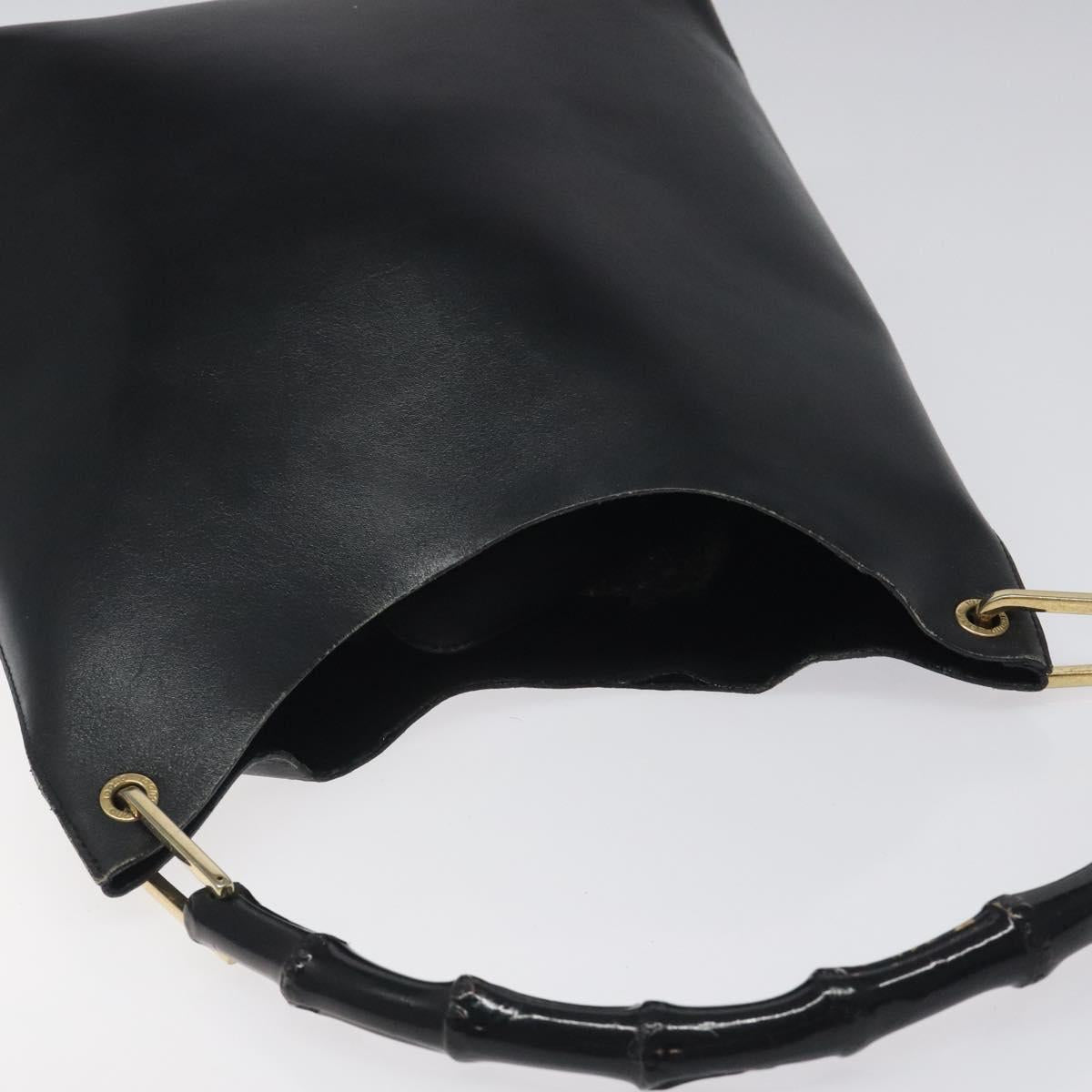 GUCCI Bamboo Shoulder Bag Leather Black 001 1013 1881 Auth MY253
