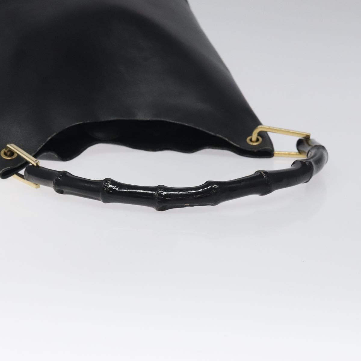 GUCCI Bamboo Shoulder Bag Leather Black 001 1013 1881 Auth MY253