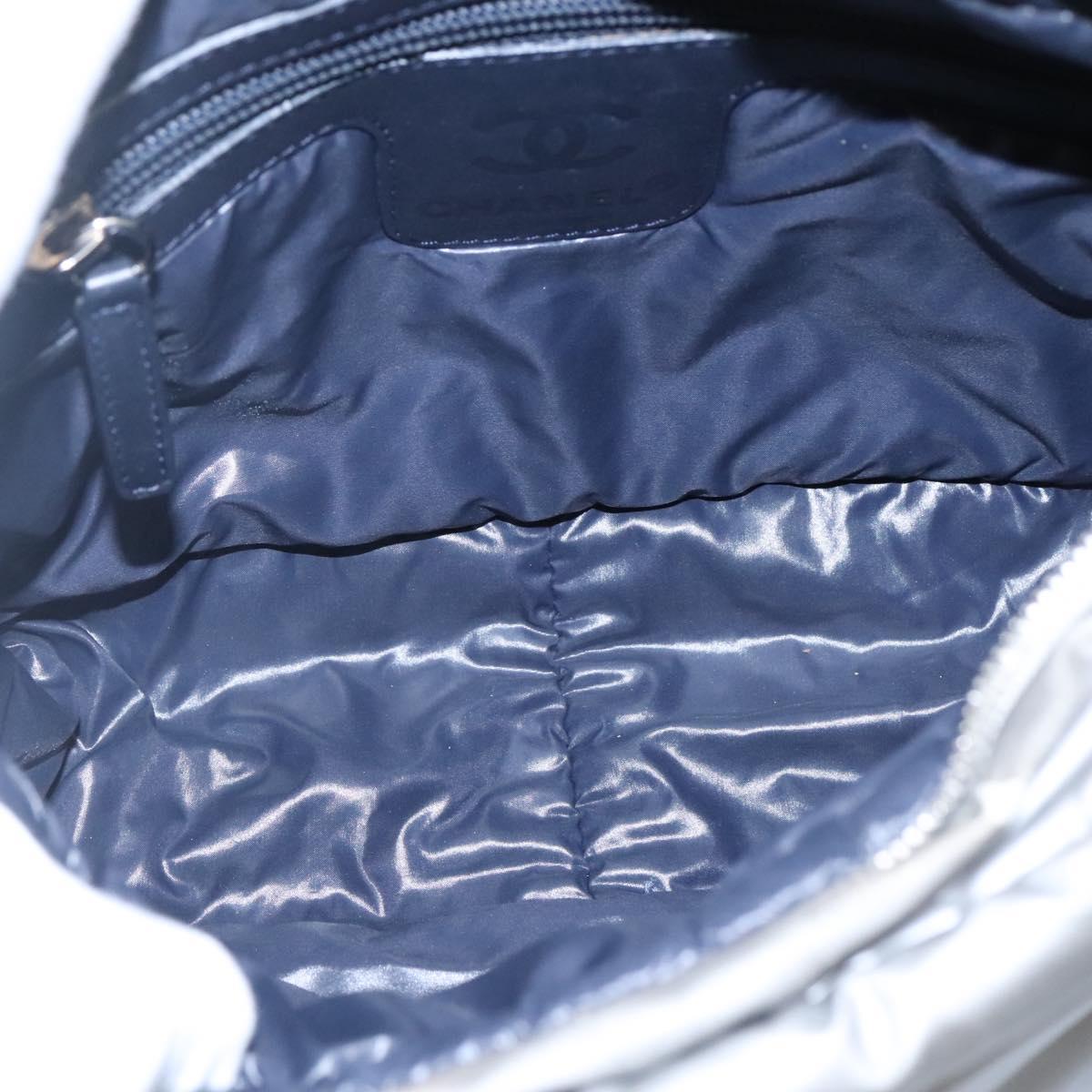 CHANEL Cococoon Shoulder Bag Coated Canvas Silver CC Auth MY256