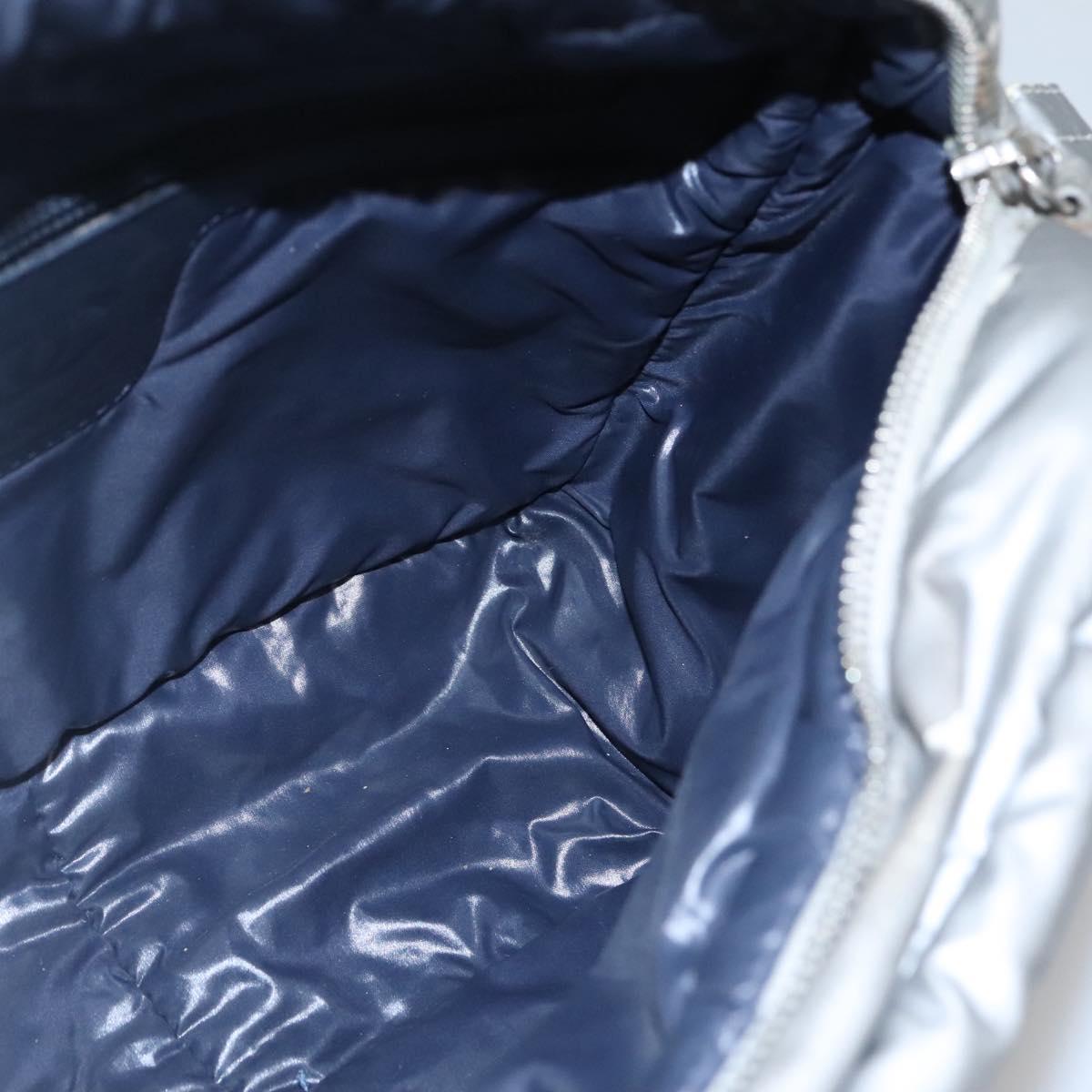 CHANEL Cococoon Shoulder Bag Coated Canvas Silver CC Auth MY256