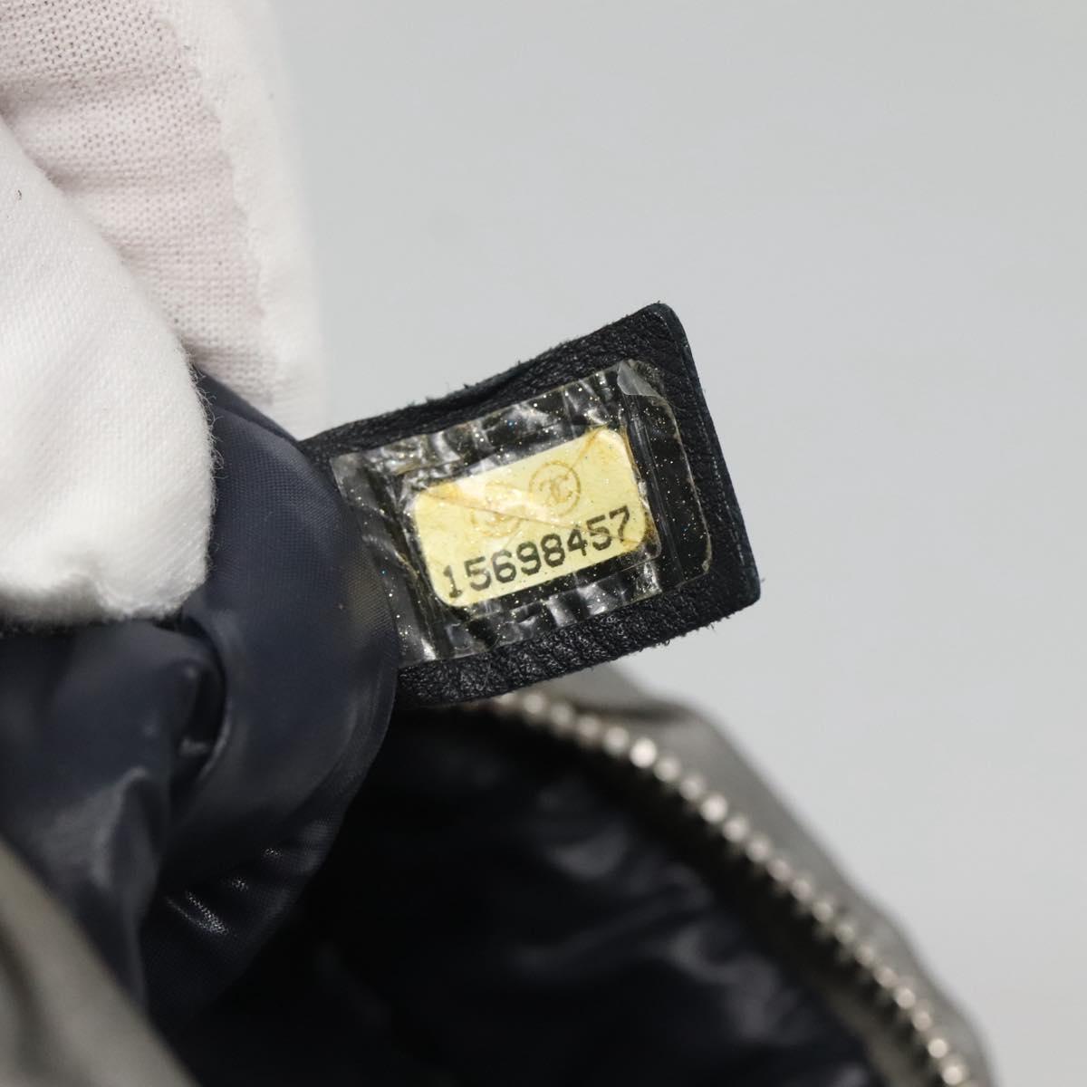 CHANEL Cococoon Shoulder Bag Coated Canvas Silver CC Auth MY256