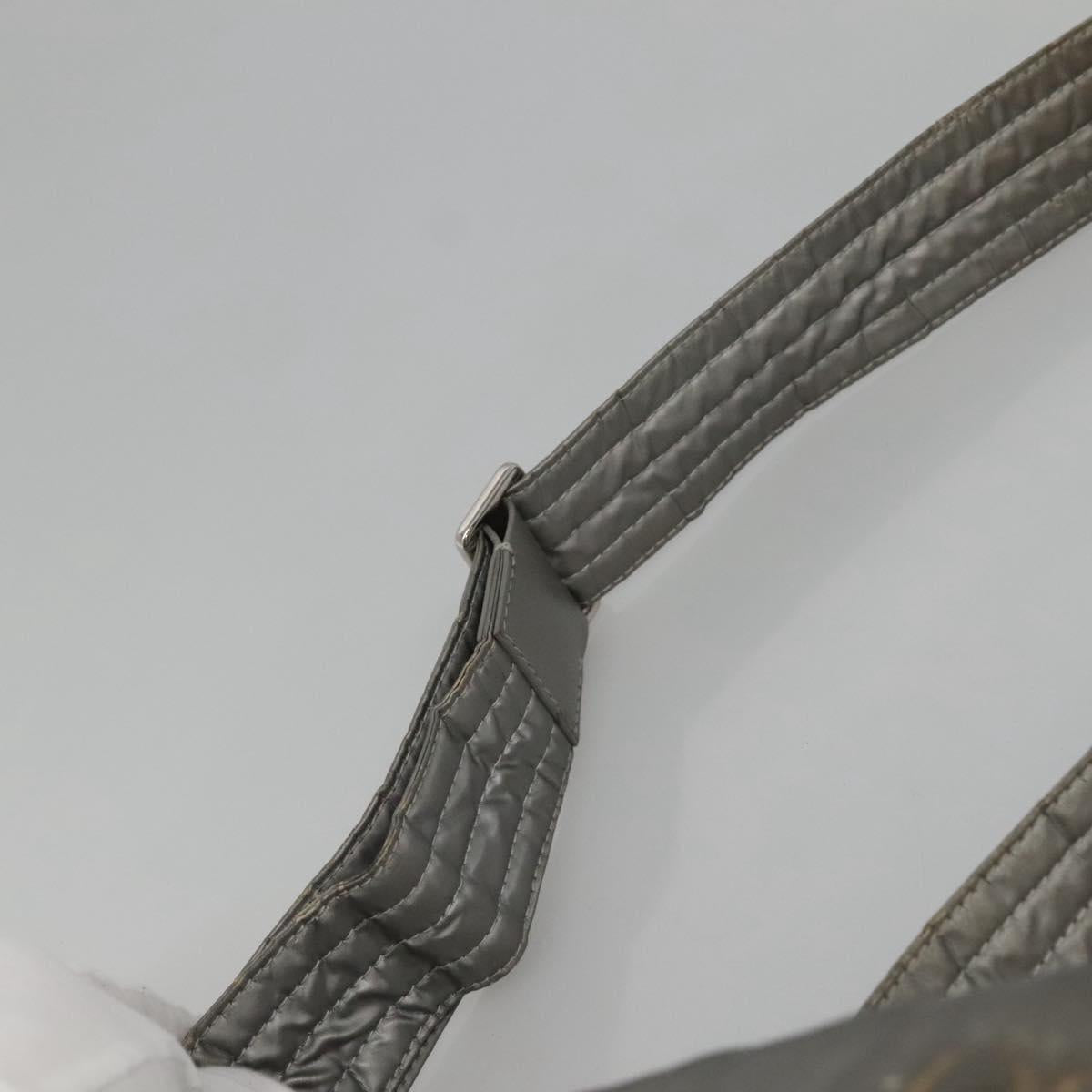 CHANEL Cococoon Shoulder Bag Coated Canvas Silver CC Auth MY256