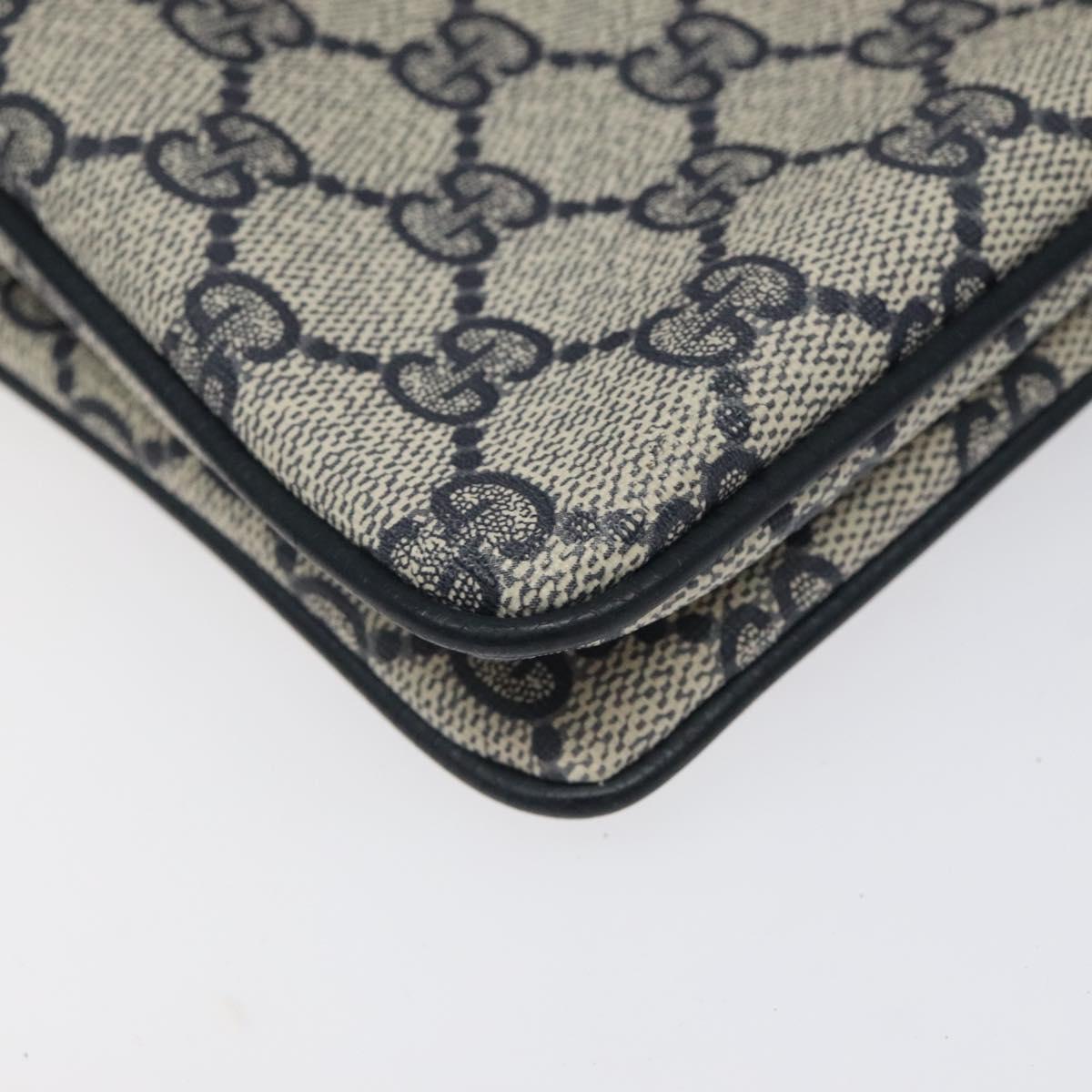 GUCCI GG Supreme Sherry Line Shoulder Bag PVC Navy Gold 96 02 035 Auth MY260