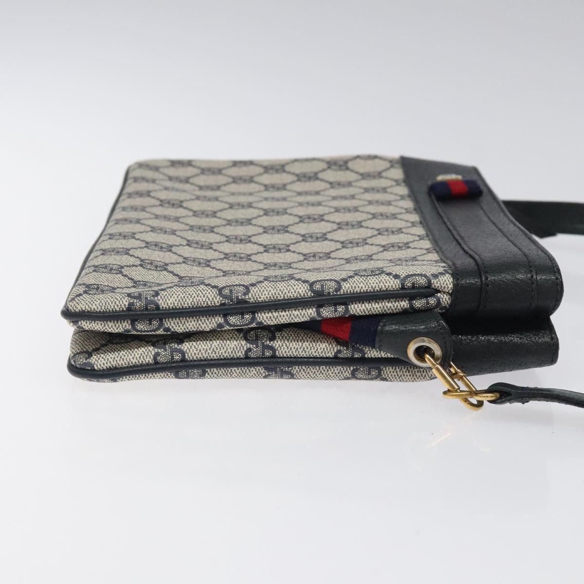 GUCCI GG Supreme Sherry Line Shoulder Bag PVC Navy Gold 96 02 035 Auth MY260