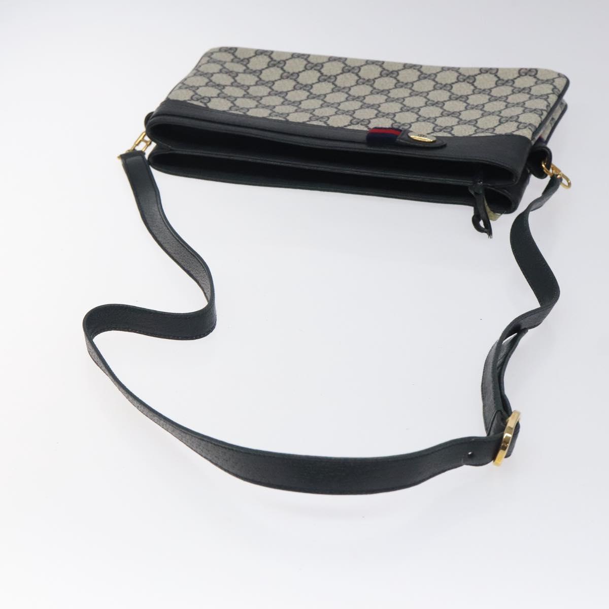 GUCCI GG Supreme Sherry Line Shoulder Bag PVC Navy Gold 96 02 035 Auth MY260