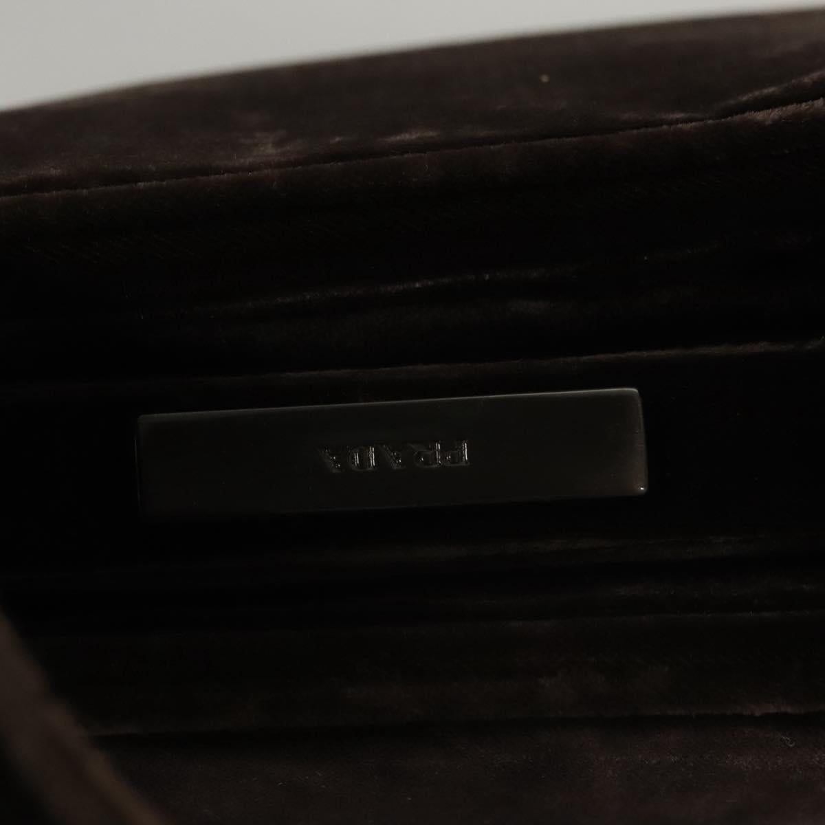 PRADA Hand Bag Velor Dark Brown Auth MY263