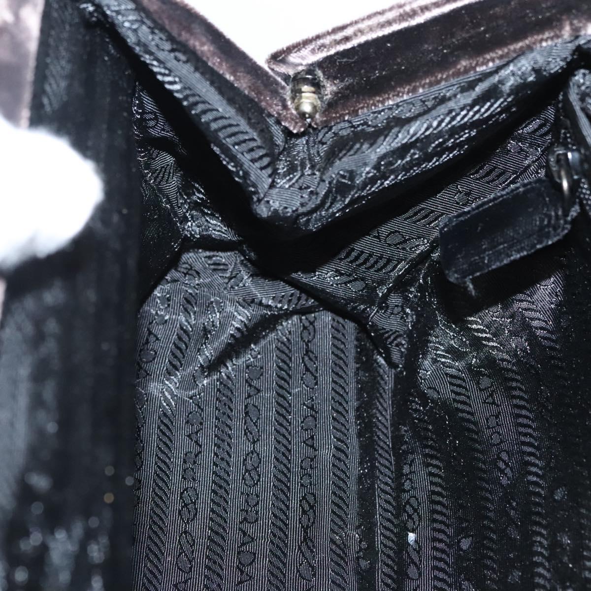 PRADA Hand Bag Velor Dark Brown Auth MY263