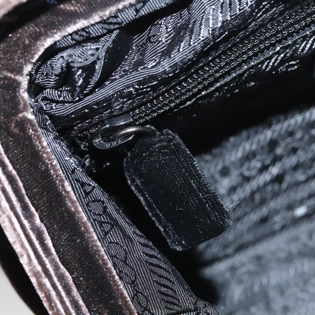 PRADA Hand Bag Velor Dark Brown Auth MY263