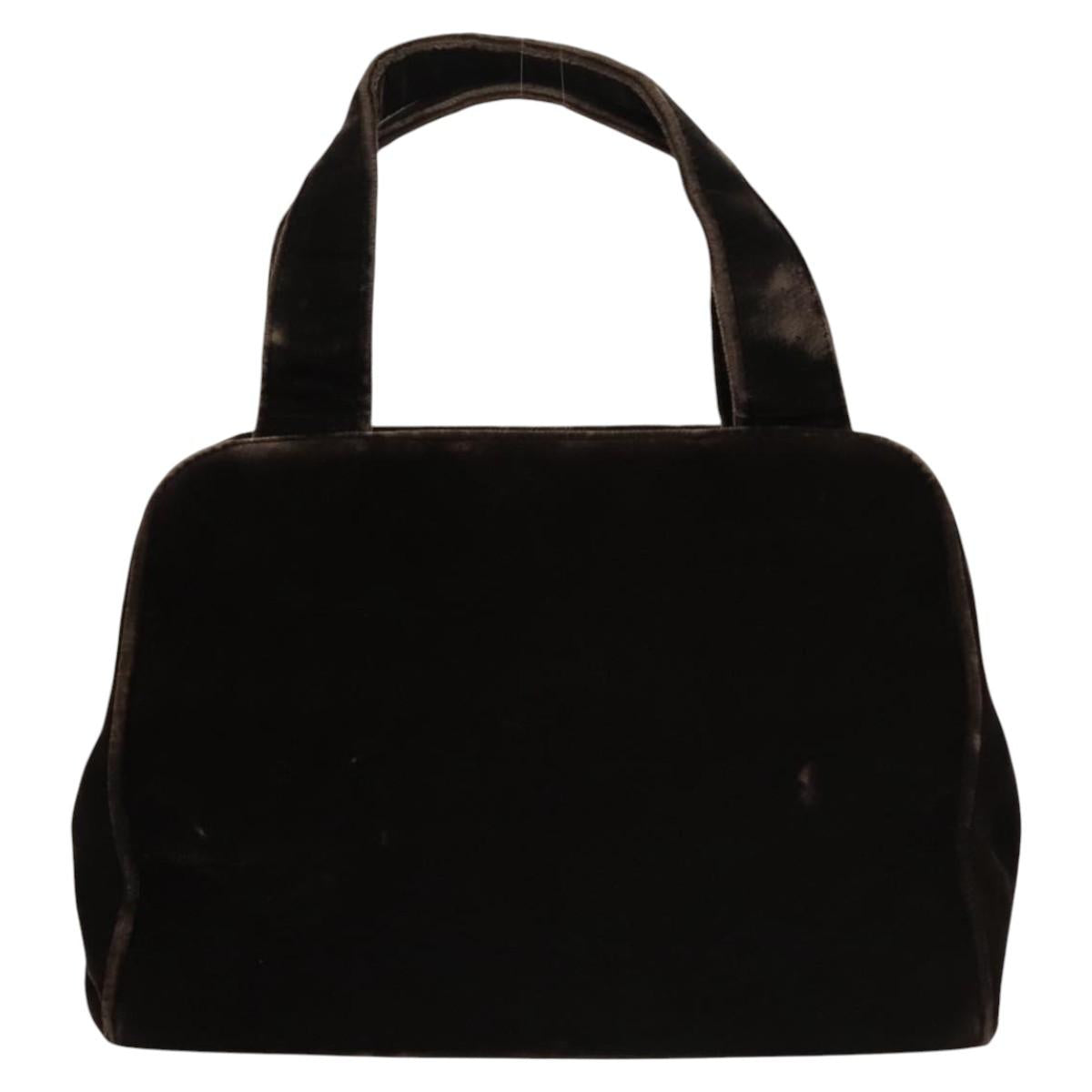 PRADA Hand Bag Velor Dark Brown Auth MY263