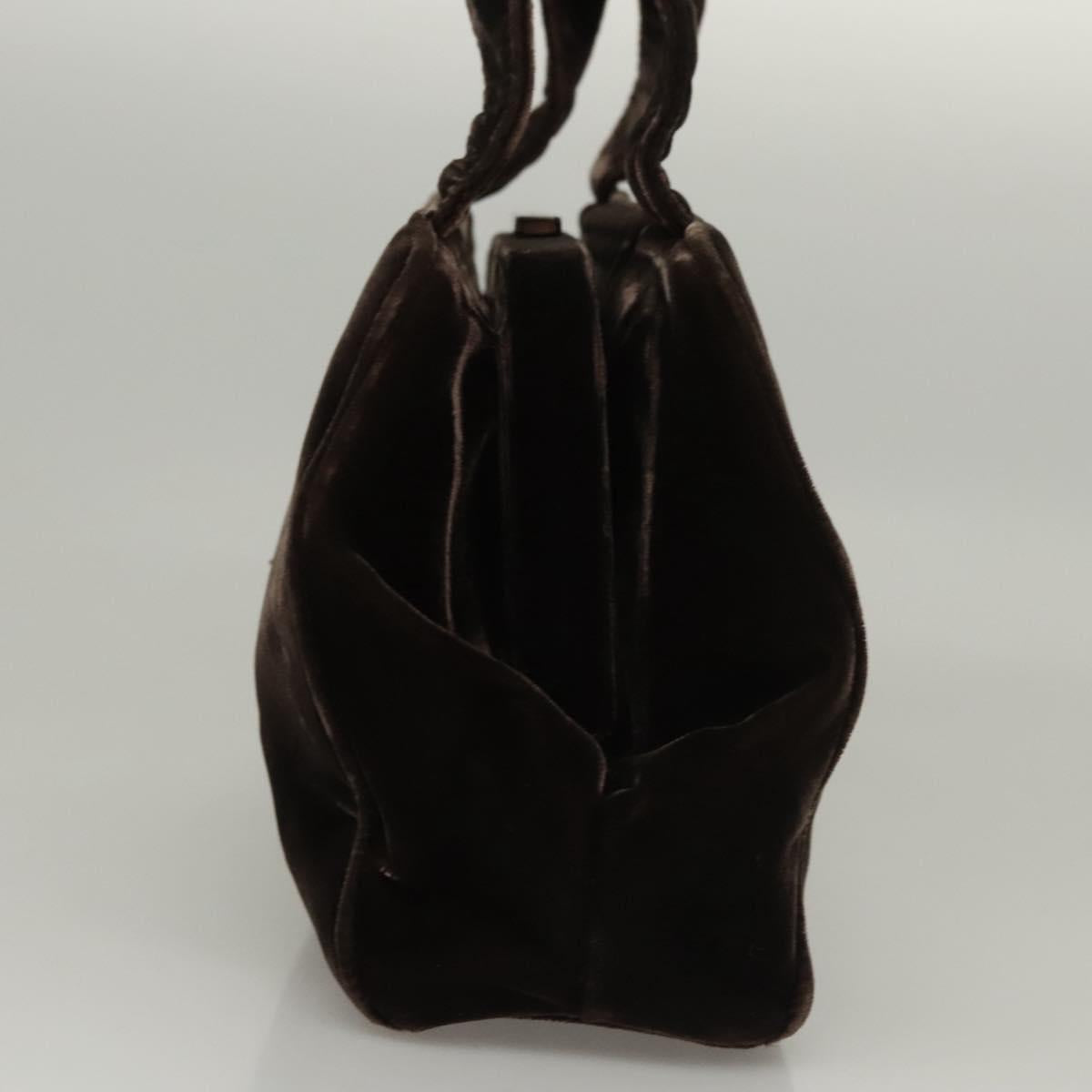 PRADA Hand Bag Velor Dark Brown Auth MY263