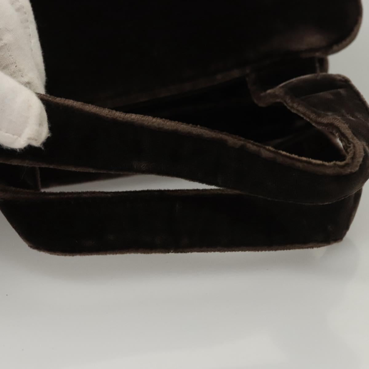 PRADA Hand Bag Velor Dark Brown Auth MY263