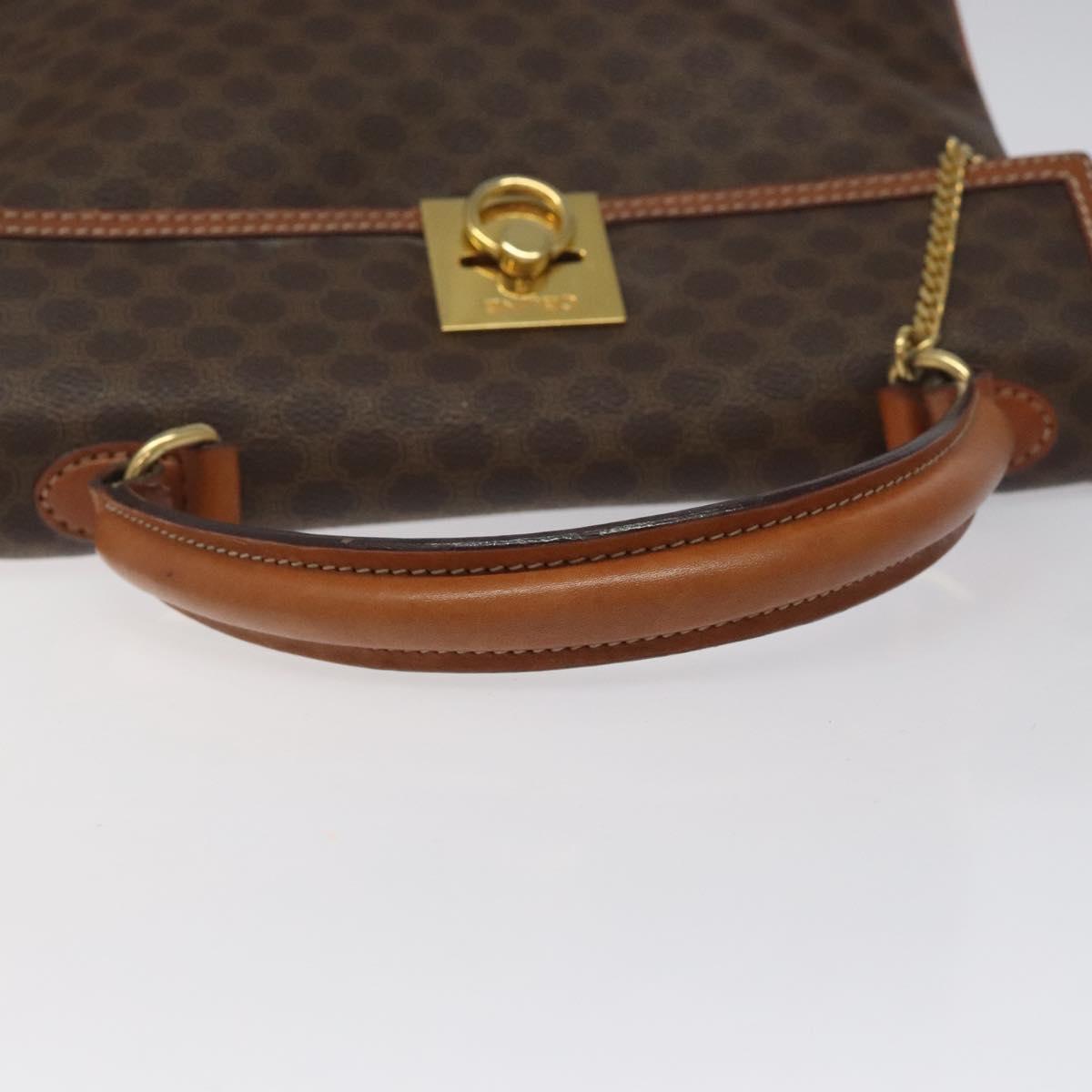 CELINE Macadam Canvas Hand Bag PVC Leather Brown Gold Auth MY275
