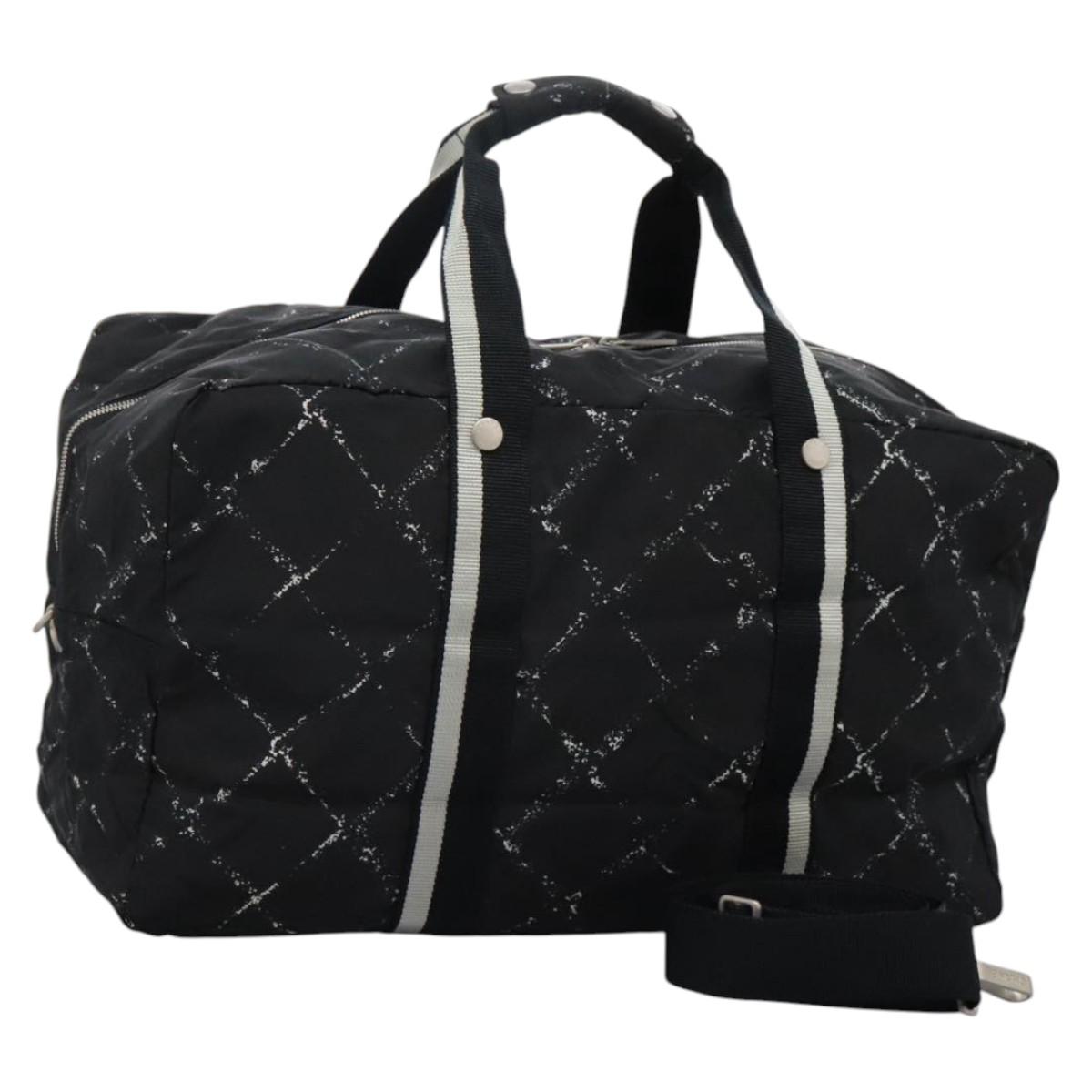 CHANEL New Travel line Boston Bag Nylon 2way Black CC Auth MY277