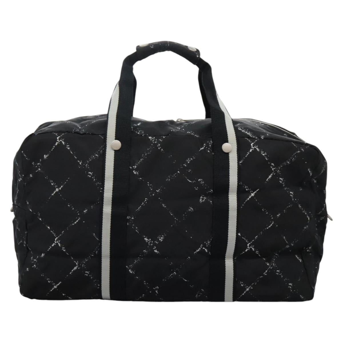 CHANEL New Travel line Boston Bag Nylon 2way Black CC Auth MY277