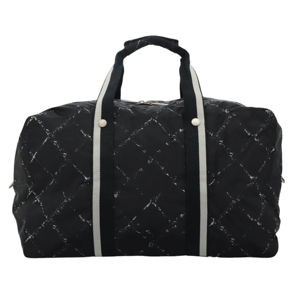 CHANEL New Travel line Boston Bag Nylon 2way Black CC Auth MY277