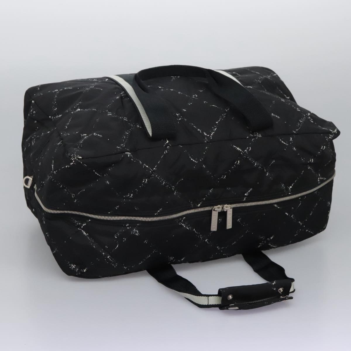 CHANEL New Travel line Boston Bag Nylon 2way Black CC Auth MY277