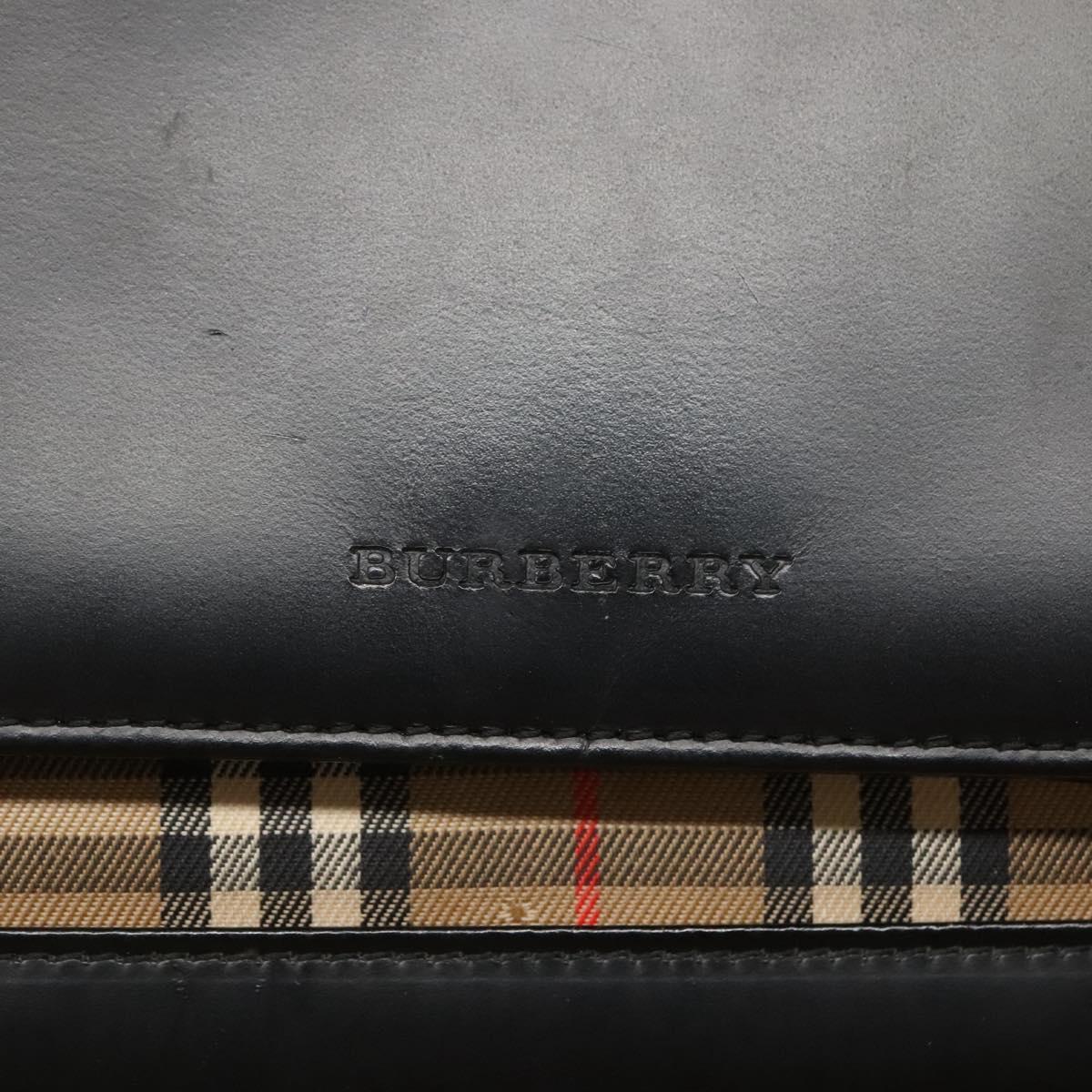 BURBERRY Shoulder Bag Leather Black Auth MY280