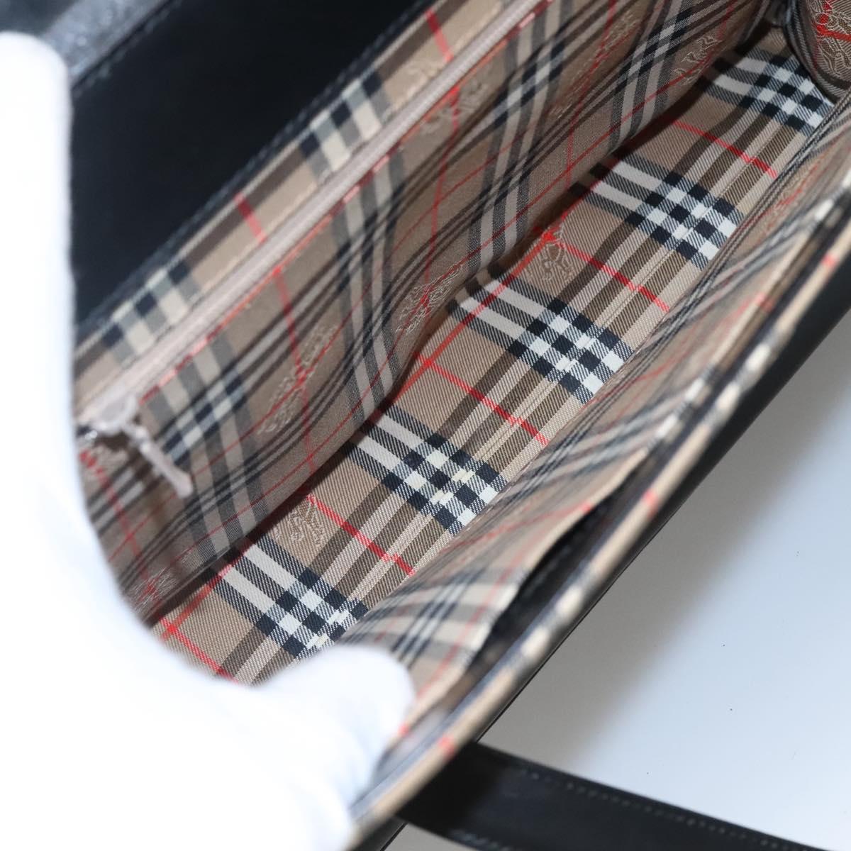 BURBERRY Shoulder Bag Leather Black Auth MY280