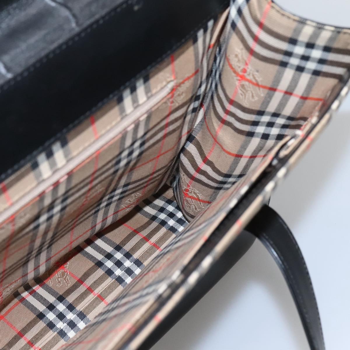 BURBERRY Shoulder Bag Leather Black Auth MY280