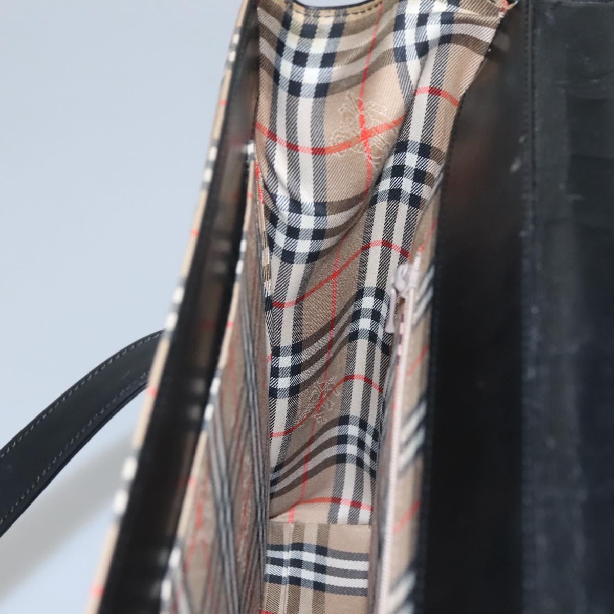 BURBERRY Shoulder Bag Leather Black Auth MY280