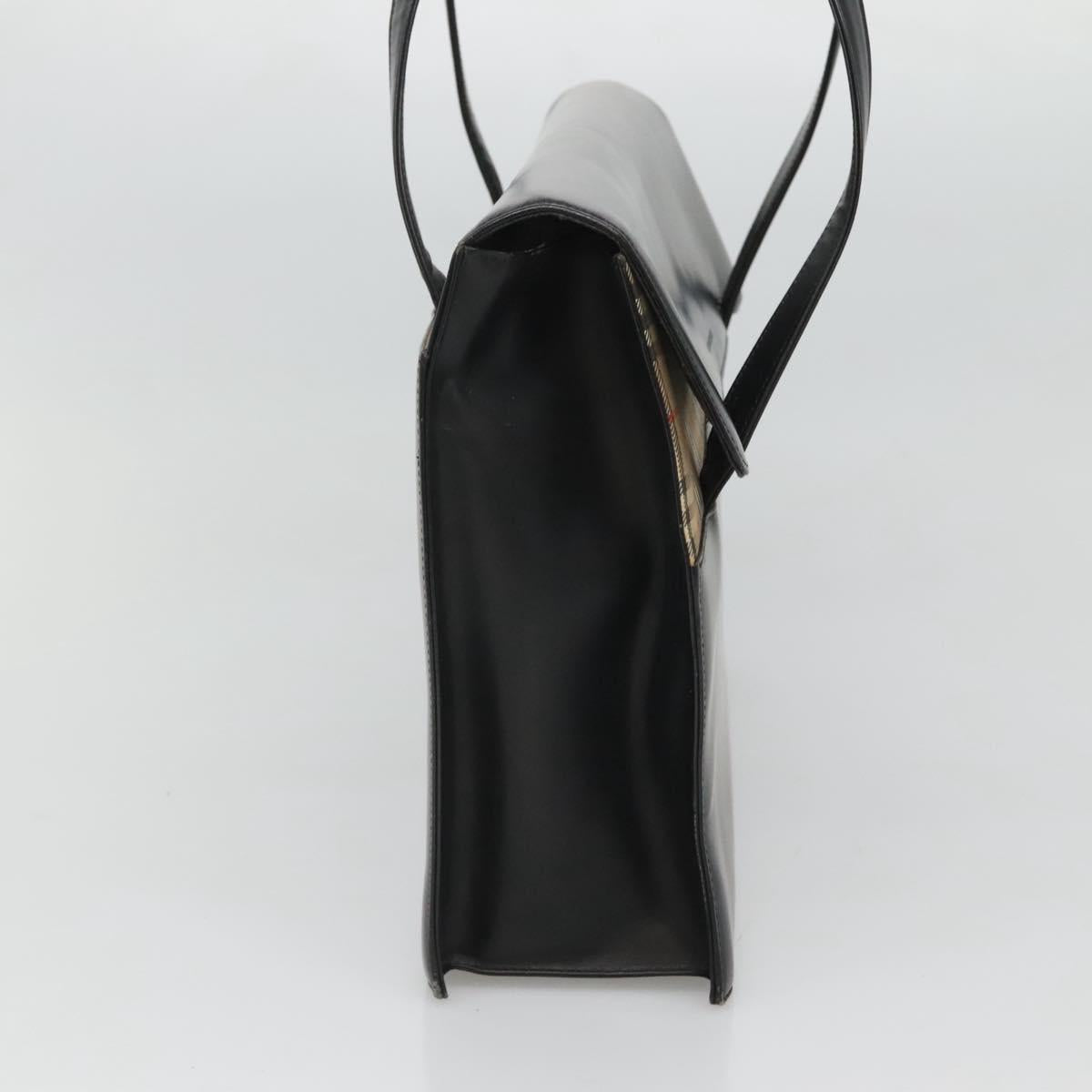 BURBERRY Shoulder Bag Leather Black Auth MY280