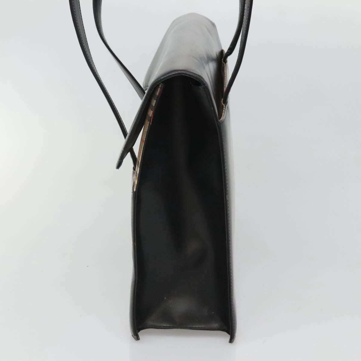 BURBERRY Shoulder Bag Leather Black Auth MY280