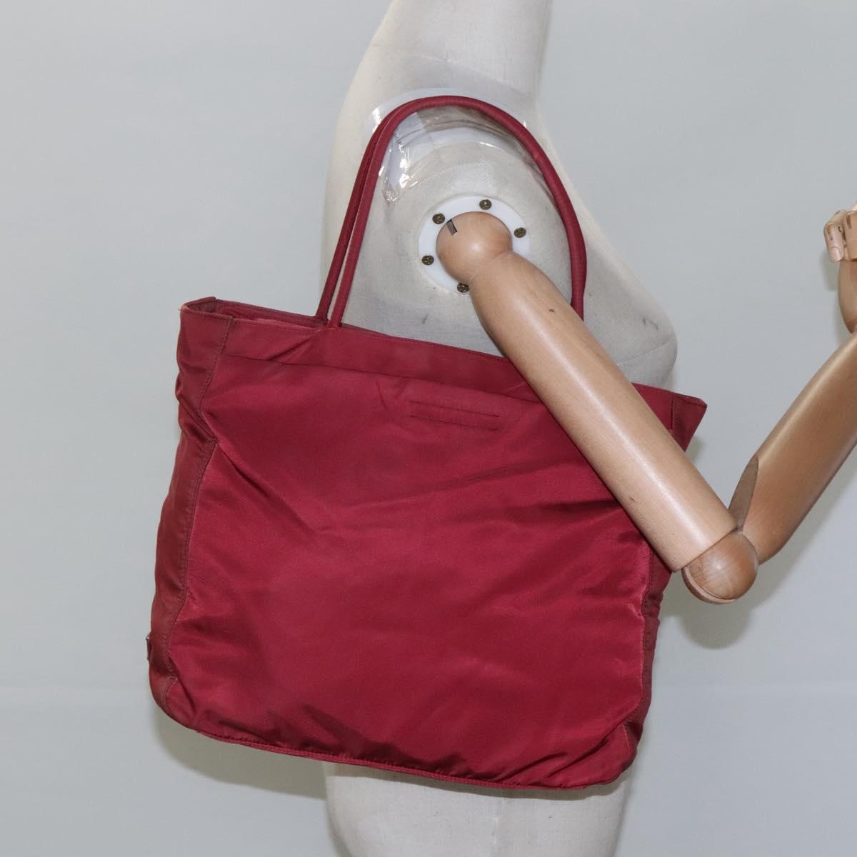 PRADA Tote Bag Nylon Red Auth MY293