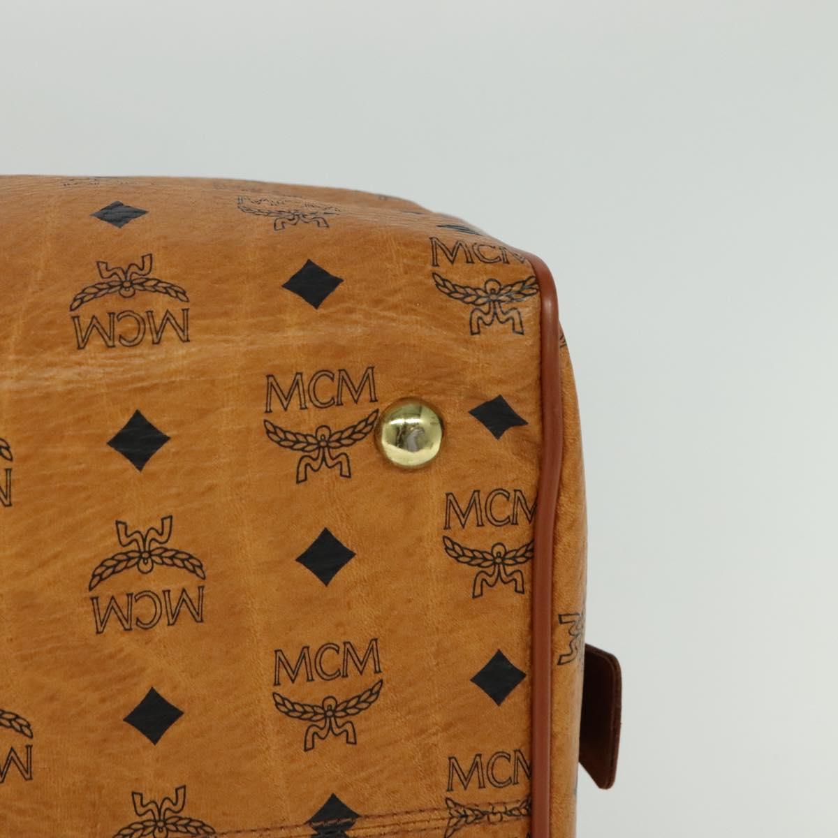 MCM Vicetos Logogram Boston Bag PVC Leather Brown Auth MY295