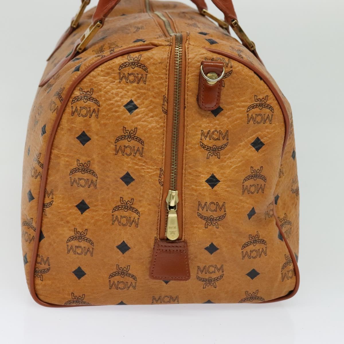 MCM Vicetos Logogram Boston Bag PVC Leather Brown Auth MY295